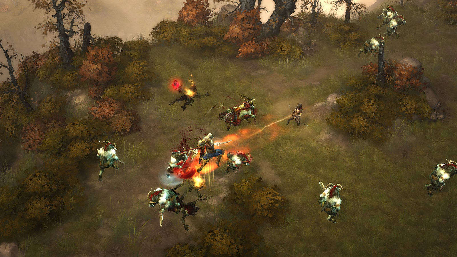 A templar leaps onto a group of enemies in Diablo 3