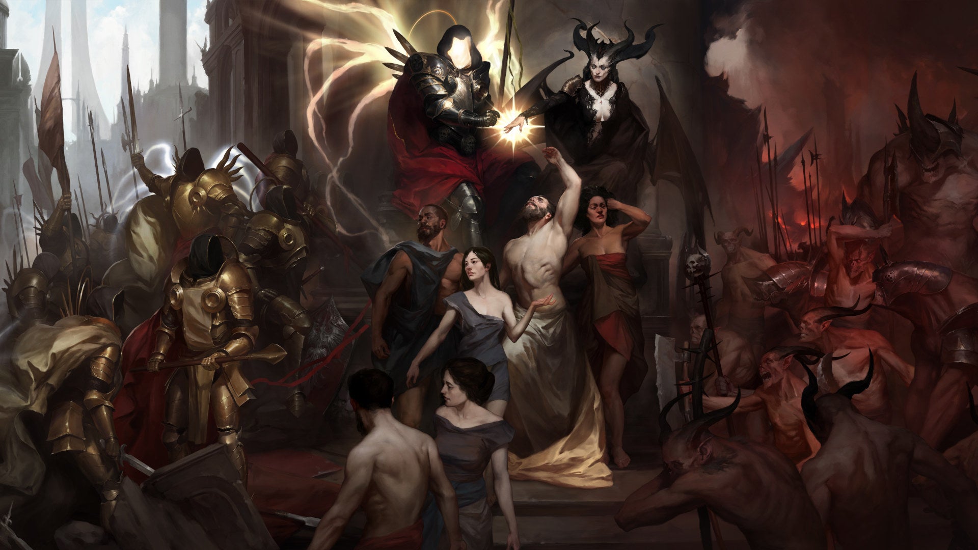 Концепт-Арт Diablo Iv, Изображающий Инария, Лилит И Их Силы.
