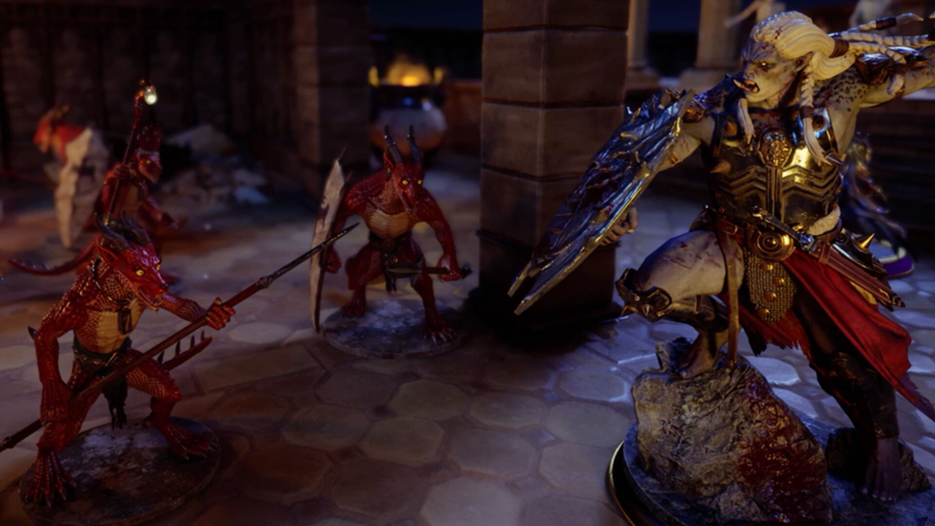 Fantasy figurines with visible bases prepare for battle in DnD's new virtual tabletop experience.