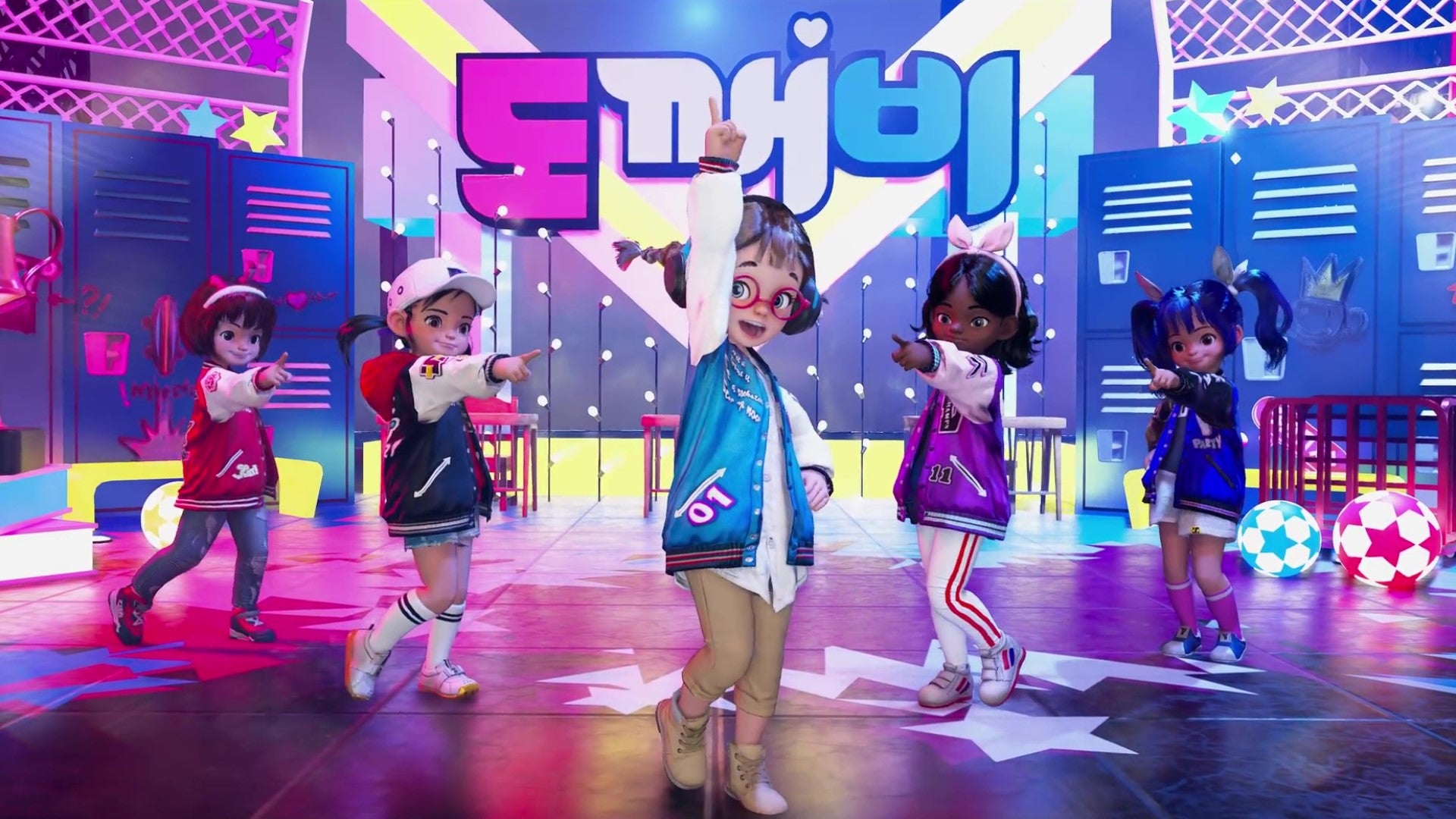 Kids from DokeV perform K-Pop dances on stage.