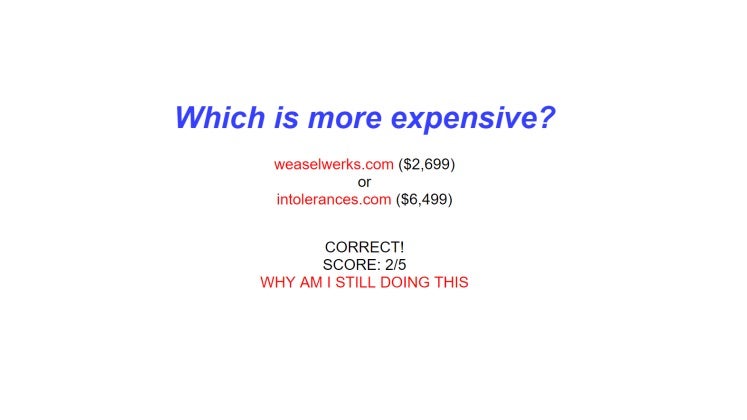 Image for Browser-based domain price guessing game shows the web has a way with words