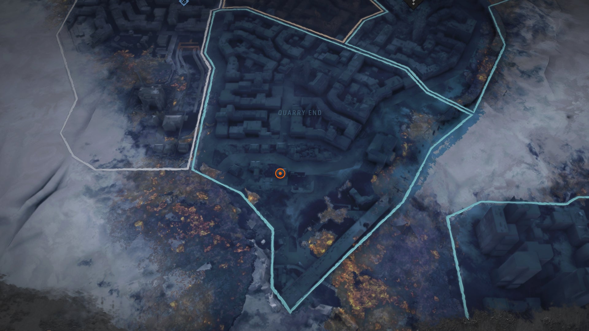 Part of the Dying Light 2 map, with a marker denoting the location of the South Quarry End safe.