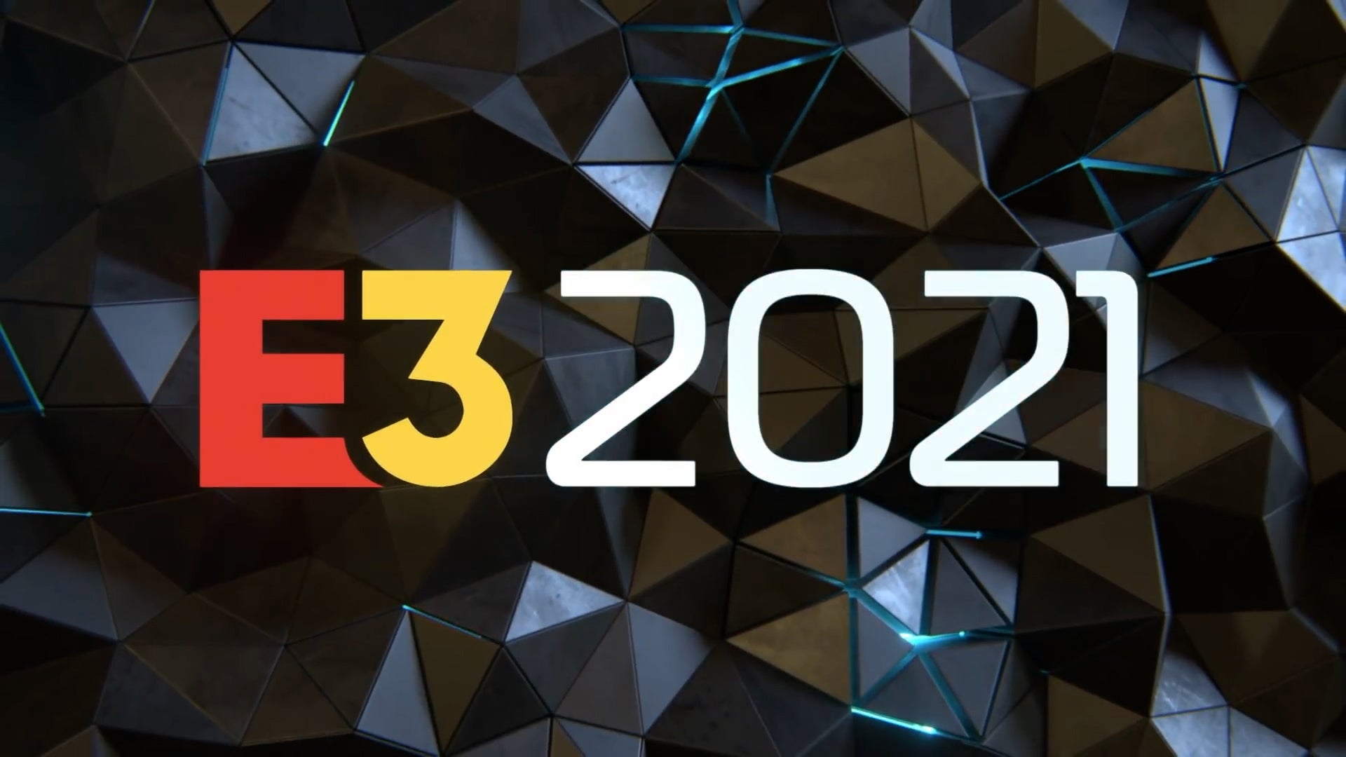 E3 2021 logo in front of a silver-coloured, crystallised background