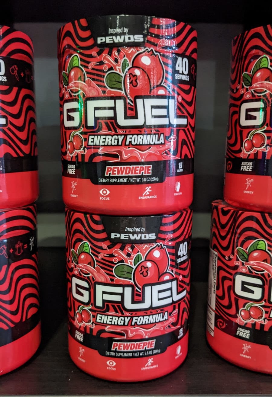 Cannisters of PewDiePie flavour G Fuel at EGX 2022?