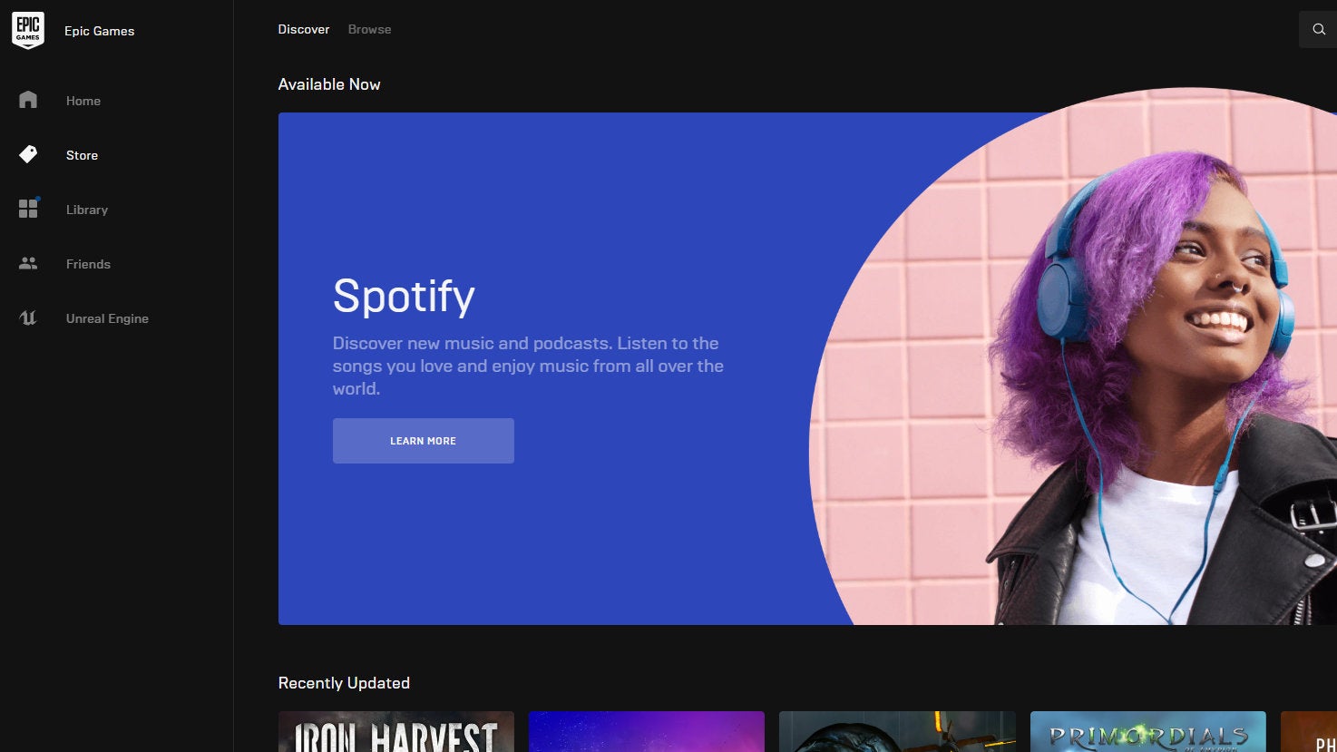 Image for Spotify is now on the Epic Games Store, for some reason
