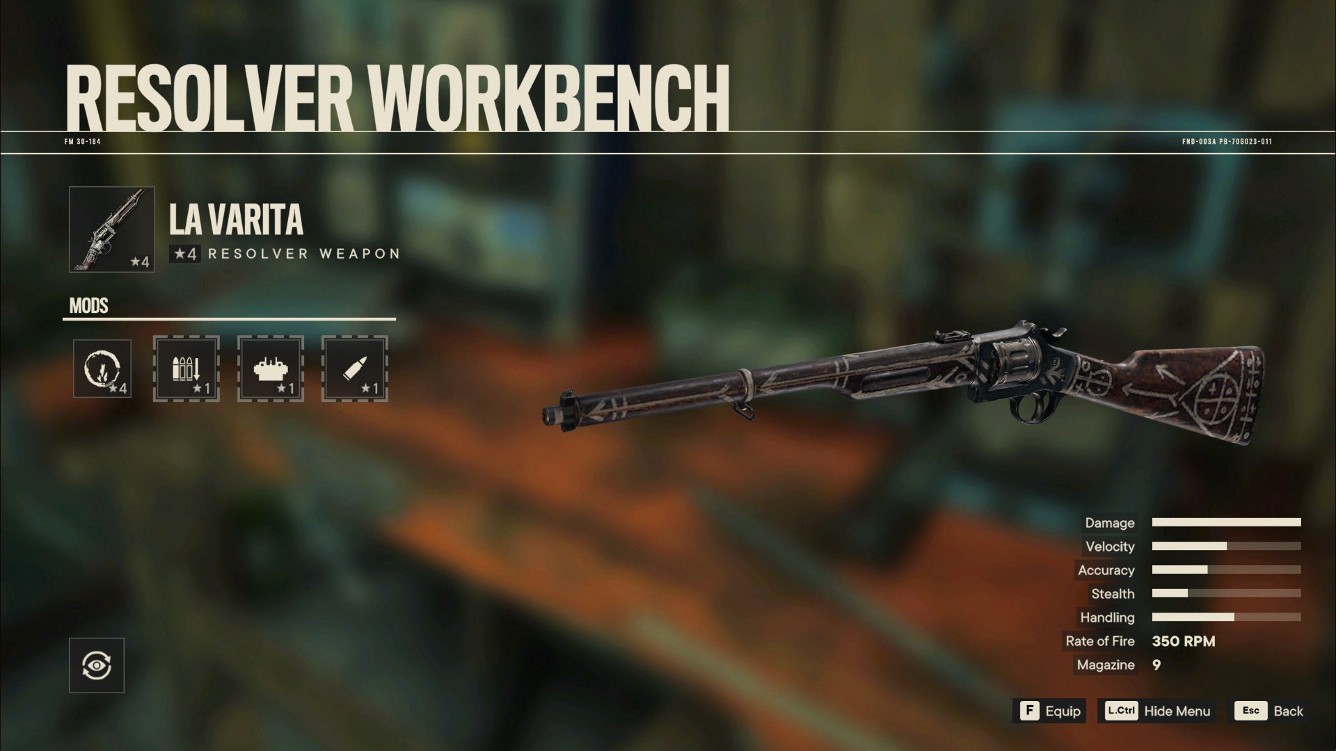 A screenshot of the Workbench screen in Far Cry 6 with La Varita selected.