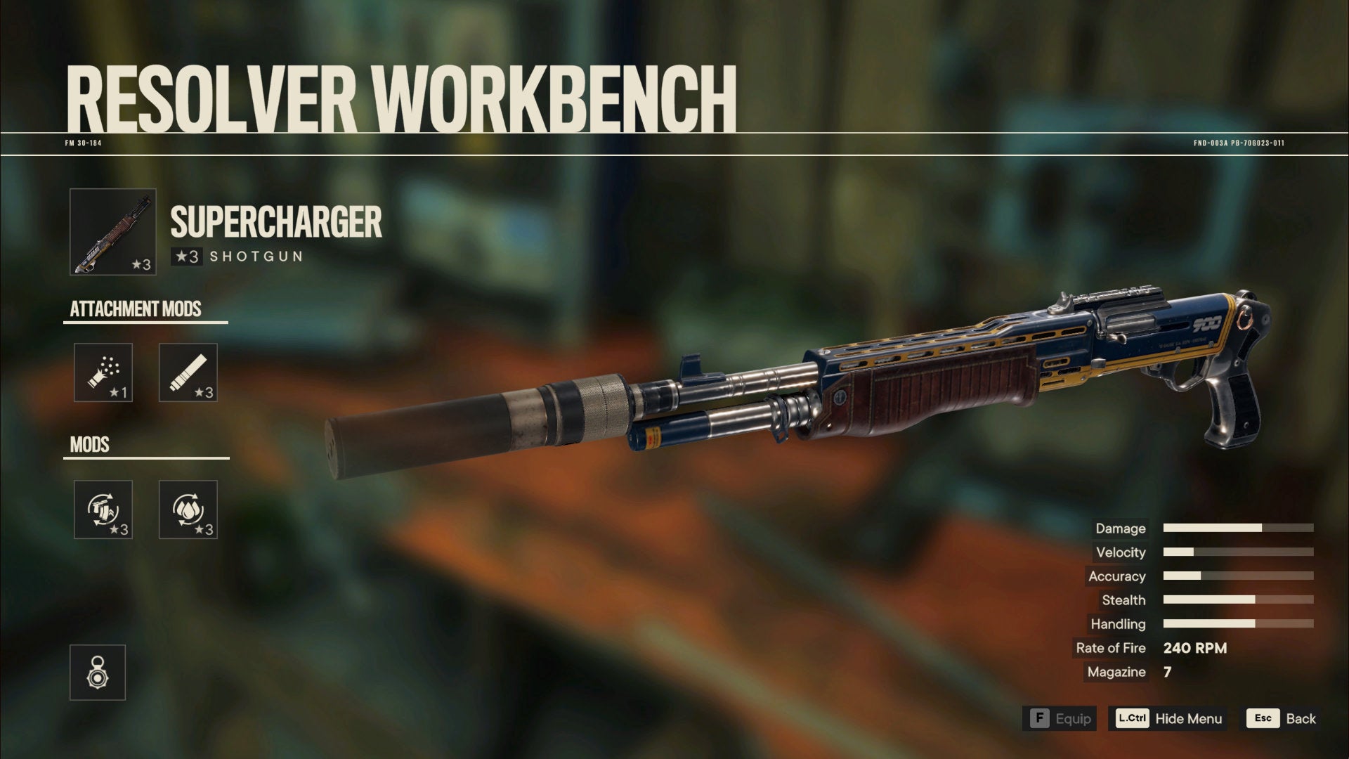 A screenshot of the Workbench screen in Far Cry 6 with Supercharger selected.