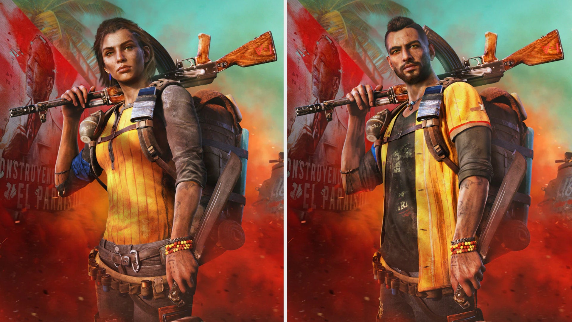 A side-by-side comparison of the male and female versions of Dani, the protagonist of Far Cry 6.