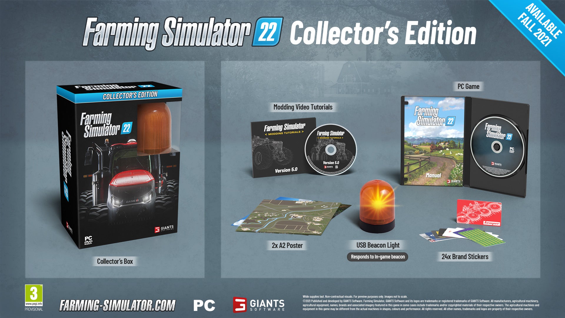 The contents of the Farming Simulator 22 Collector's Edition.