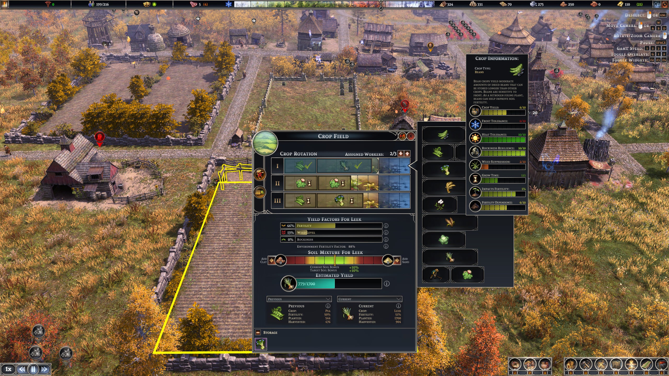 Planning crop rotation in a Farthest Frontier screenshot.