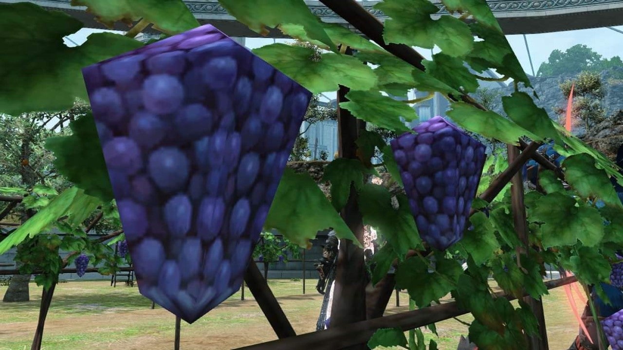 Final Fantasy XIV's iconic blocky grapes, before they were smoothed out forever.