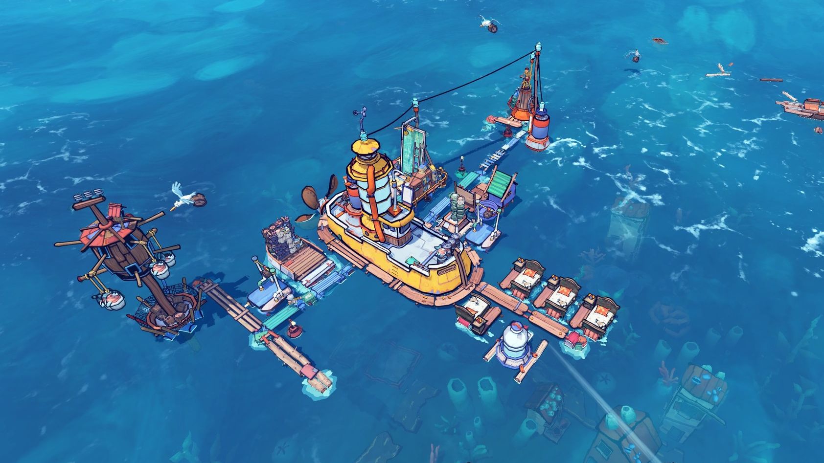 A small floating community in the game flotsam