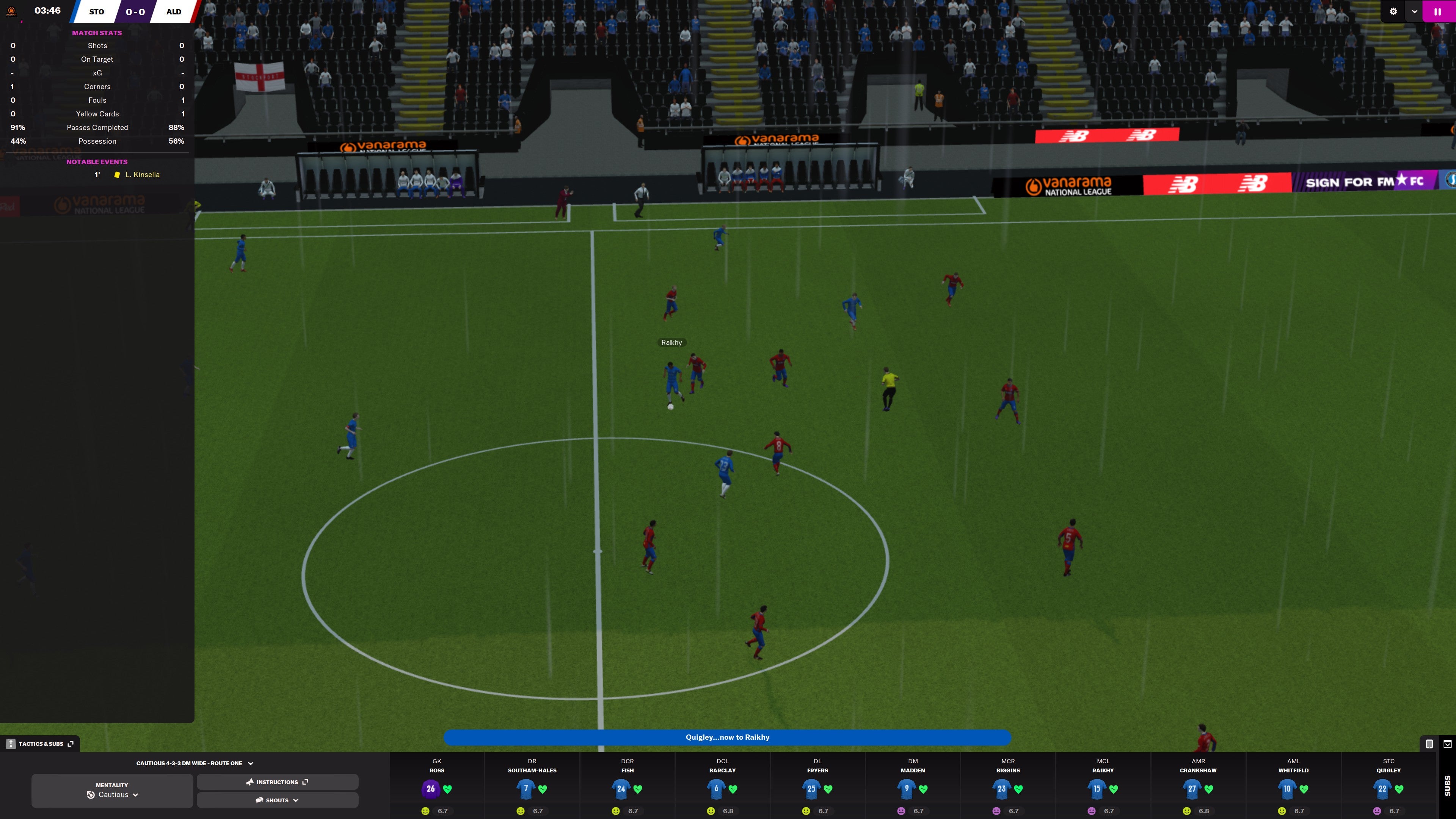 A game of football in Football Manager 2022