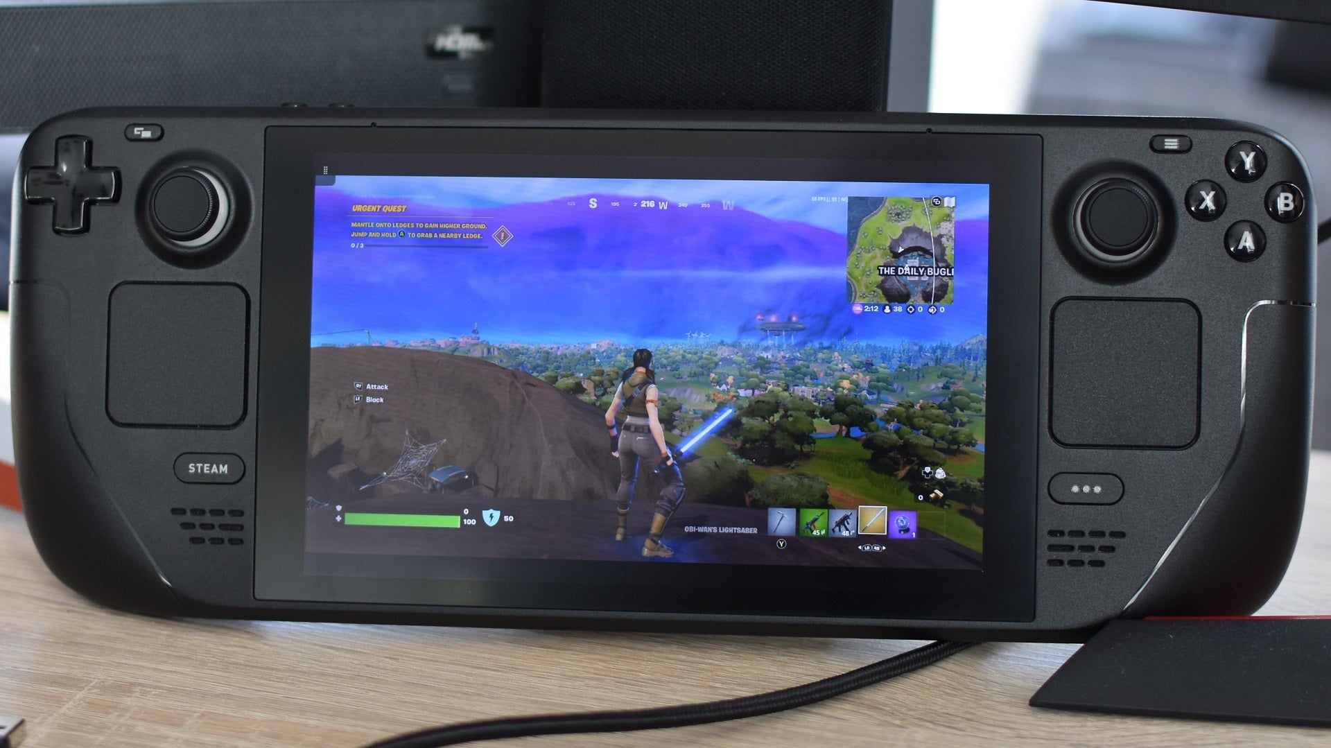 Fortnite running on the Steam Deck, via Xbox Cloud Gaming.