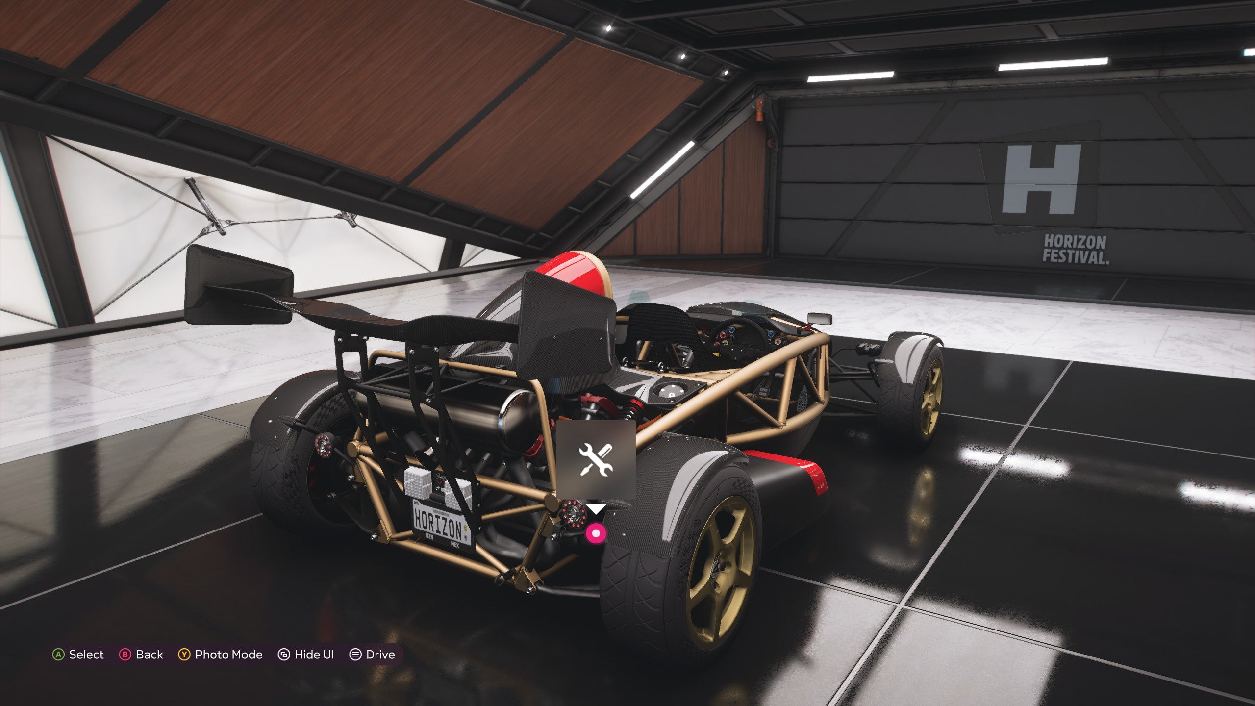 An Ariel Atom in Forza Horizon 5's Forza Vista mode, with ray traced reflections switched off.