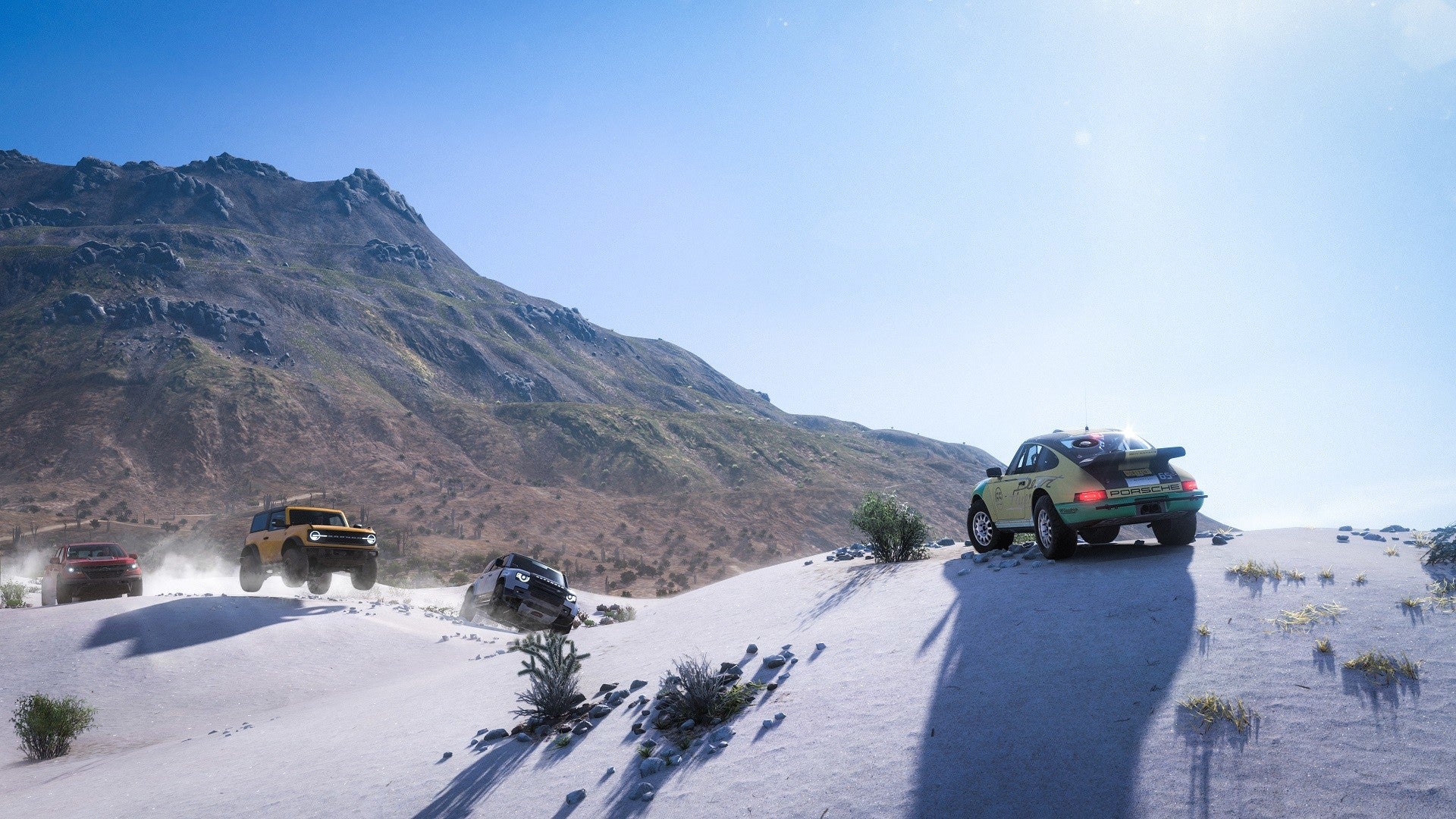 A car parks on a snowy mountain top in Forza Horizon 5