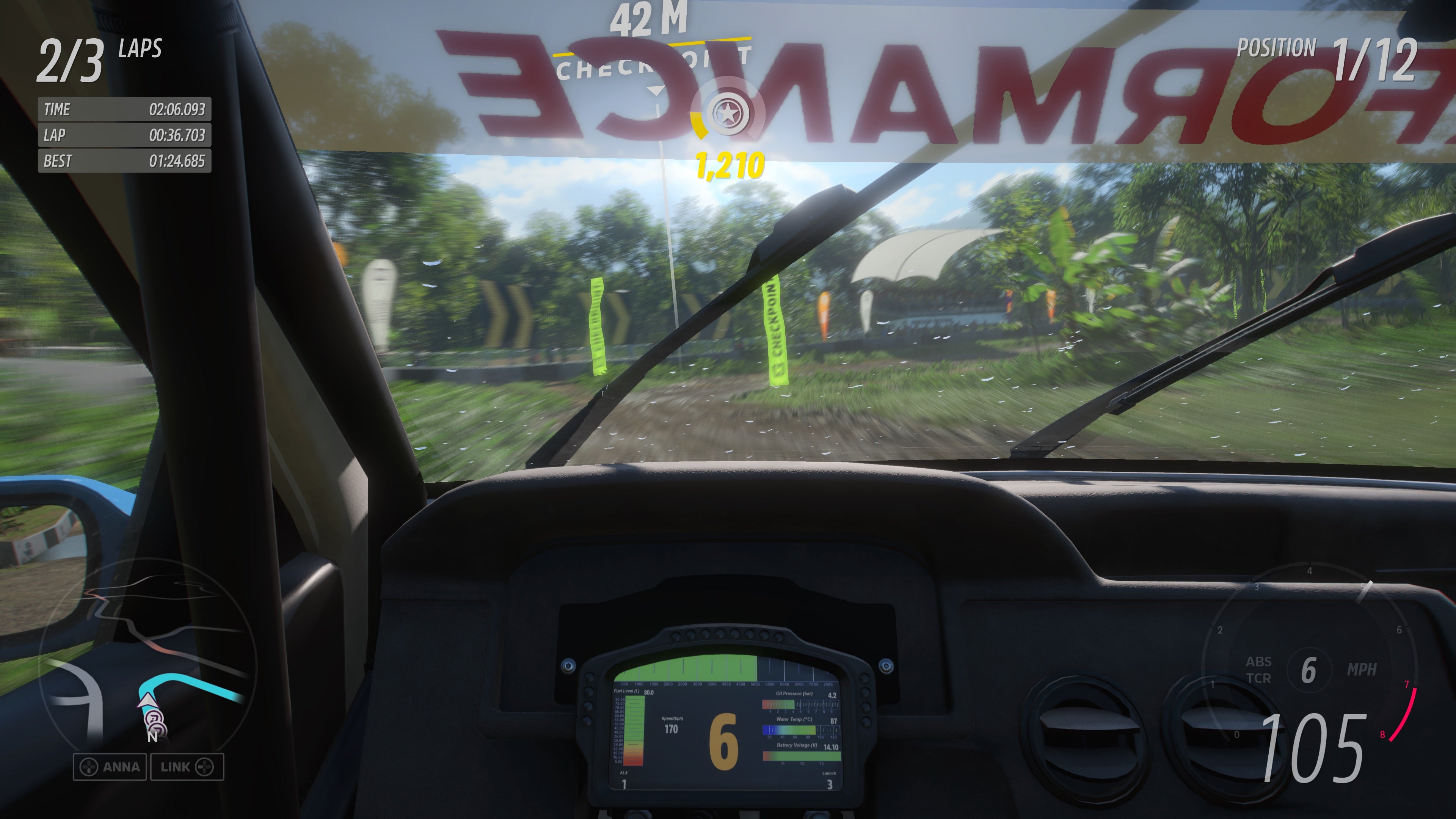 An interior view of a car in Forza Horizon 5