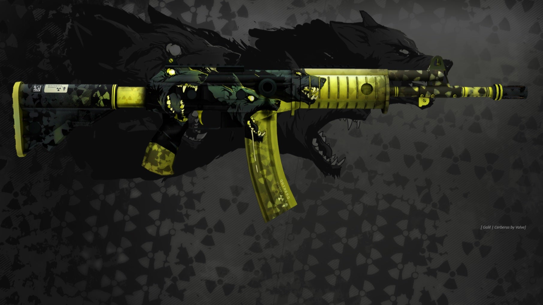 CS:GO Galil AR skin Cerberus - the Galil AR gun with greenish Cerberus head artwork