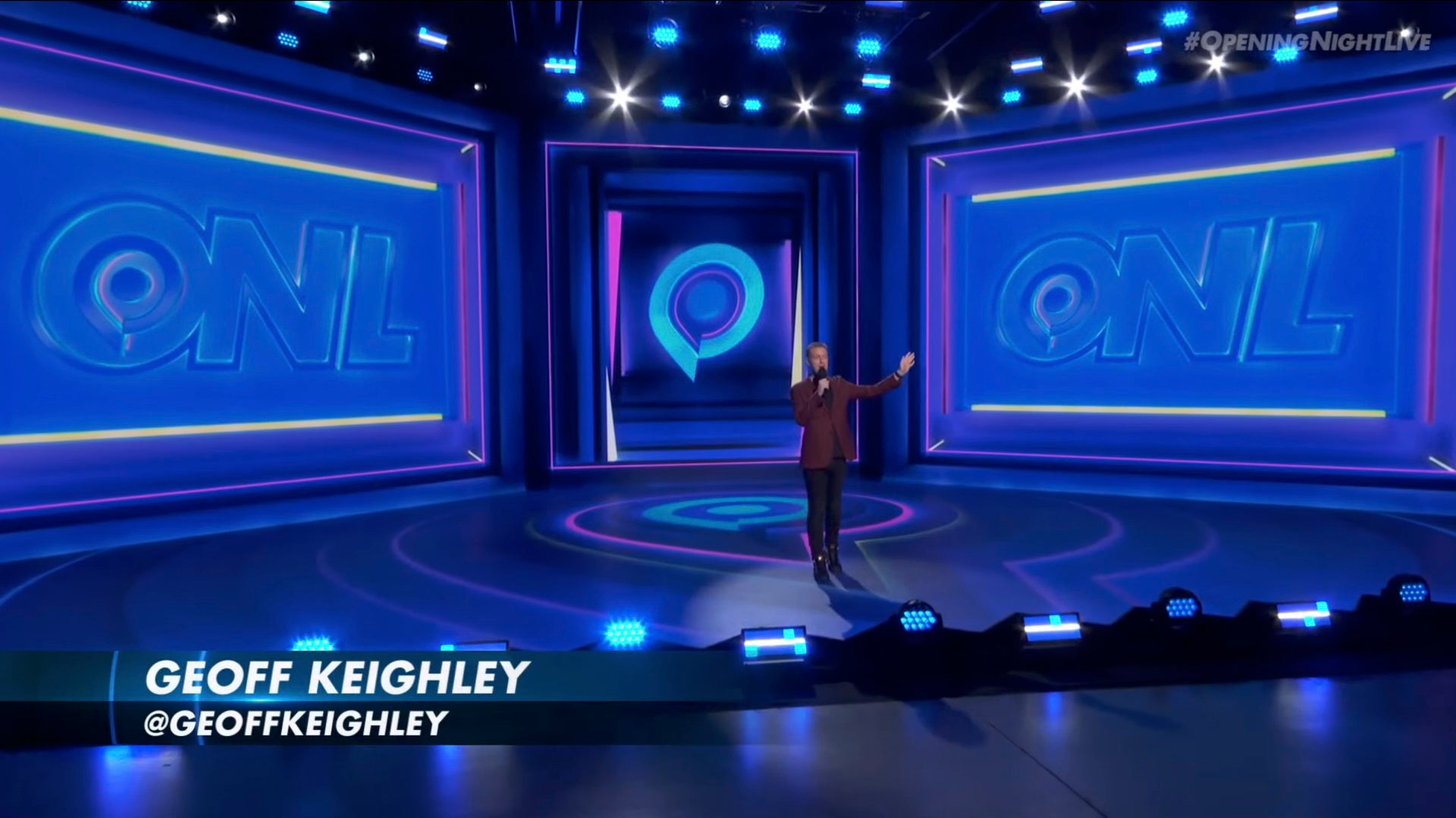 Geoff Keighley stands on stage at Gamescom Opening Night Live
