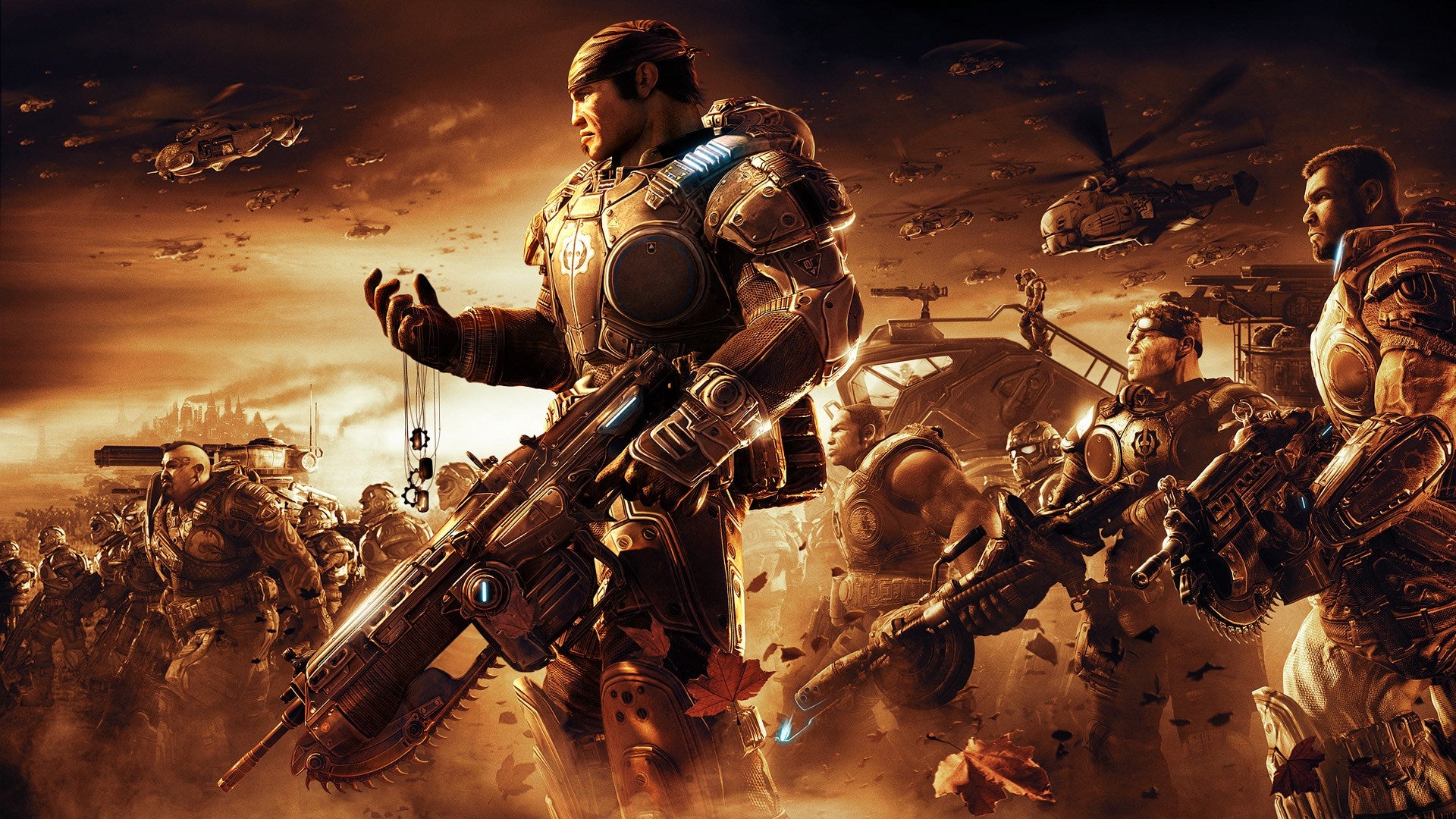 Marcus and the COGs get ready for war in a Gears Of War 2 promo shot.
