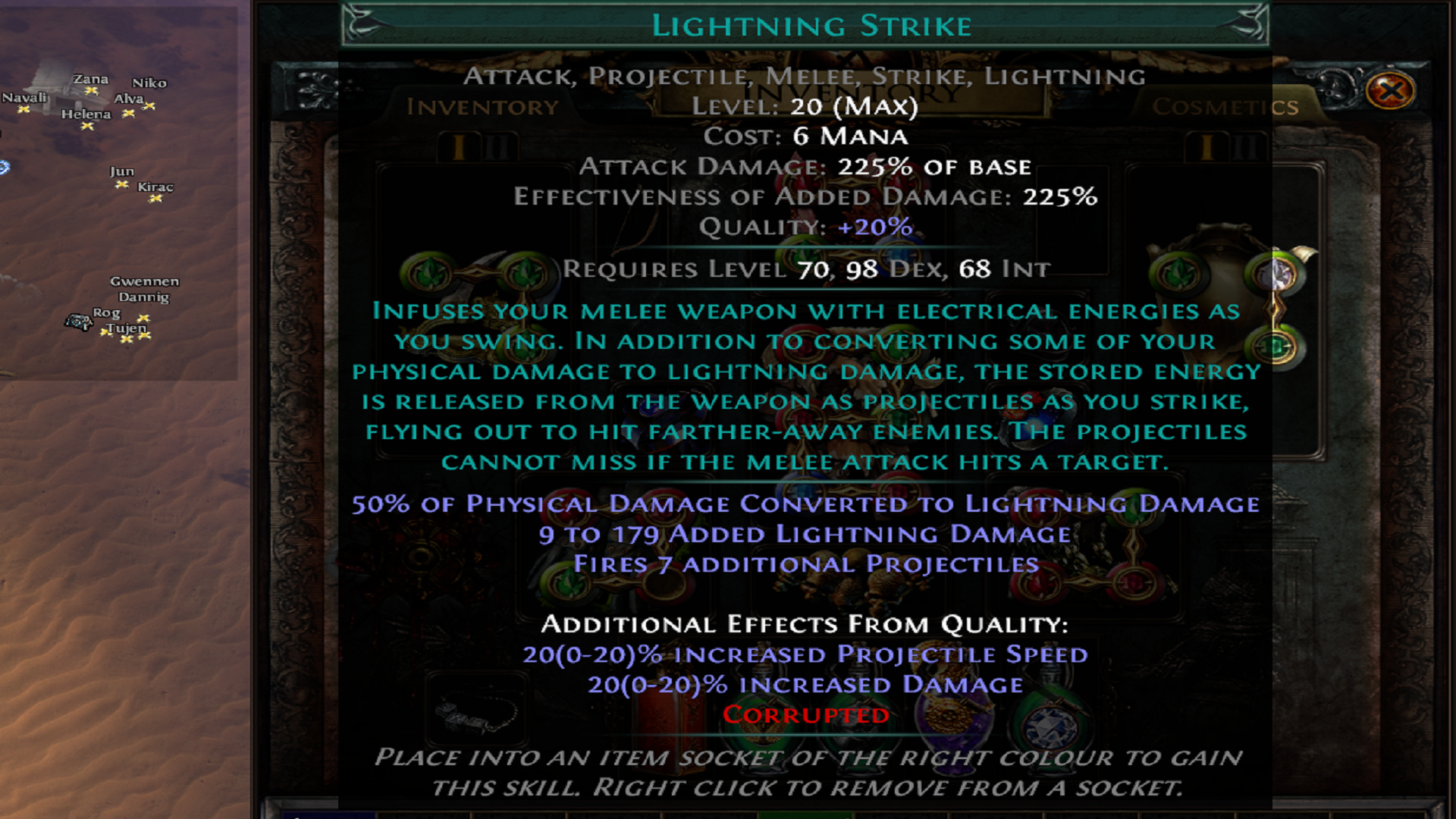 An example of gem tags in Path of Exile