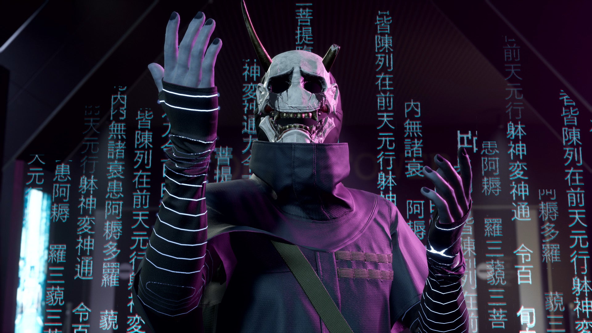 A promotional image of Hannya Man, the main antagonist from Ghostwire: Tokyo.