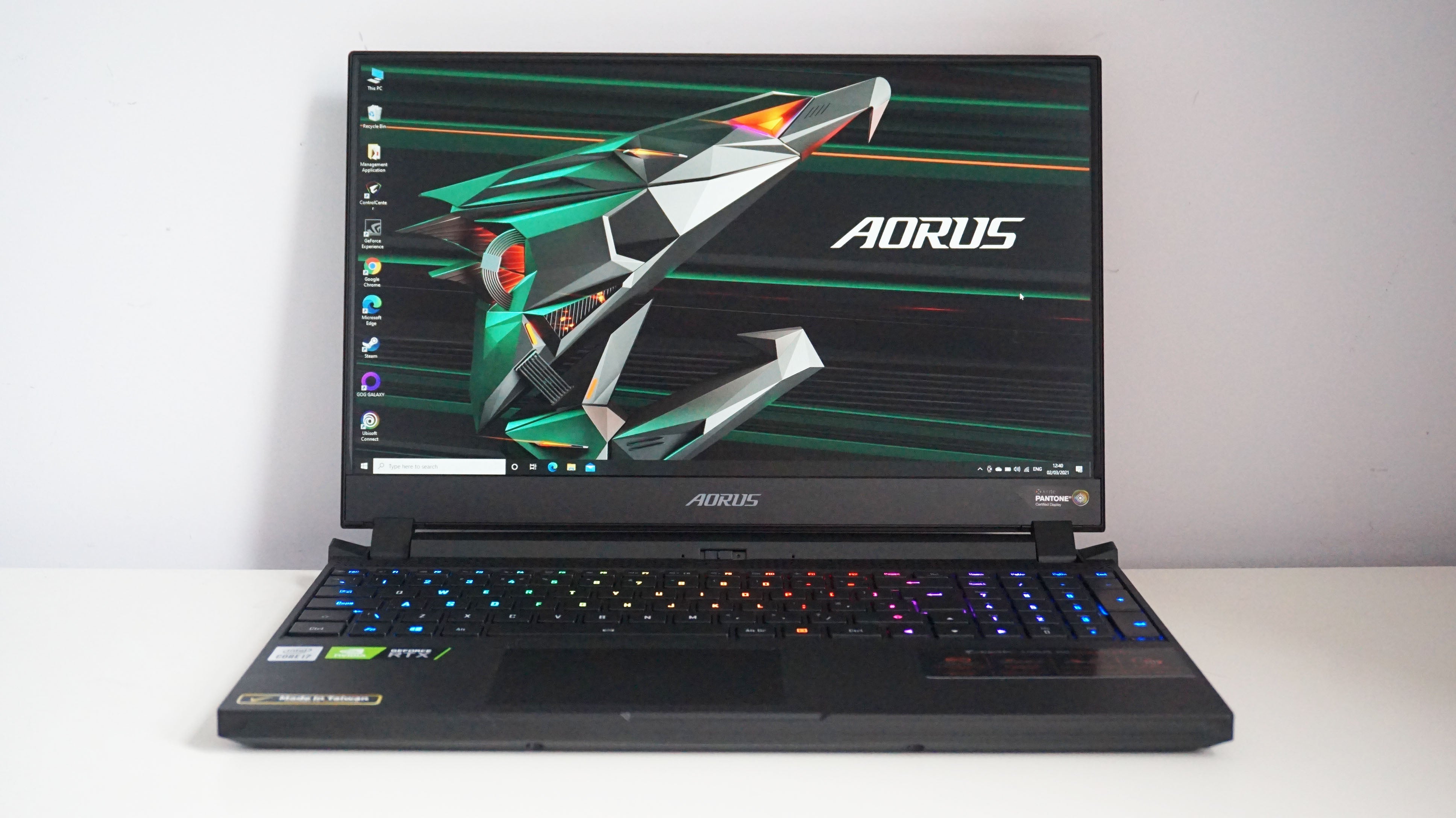 A photo of the Gigabyte Aorus 15G gaming laptop