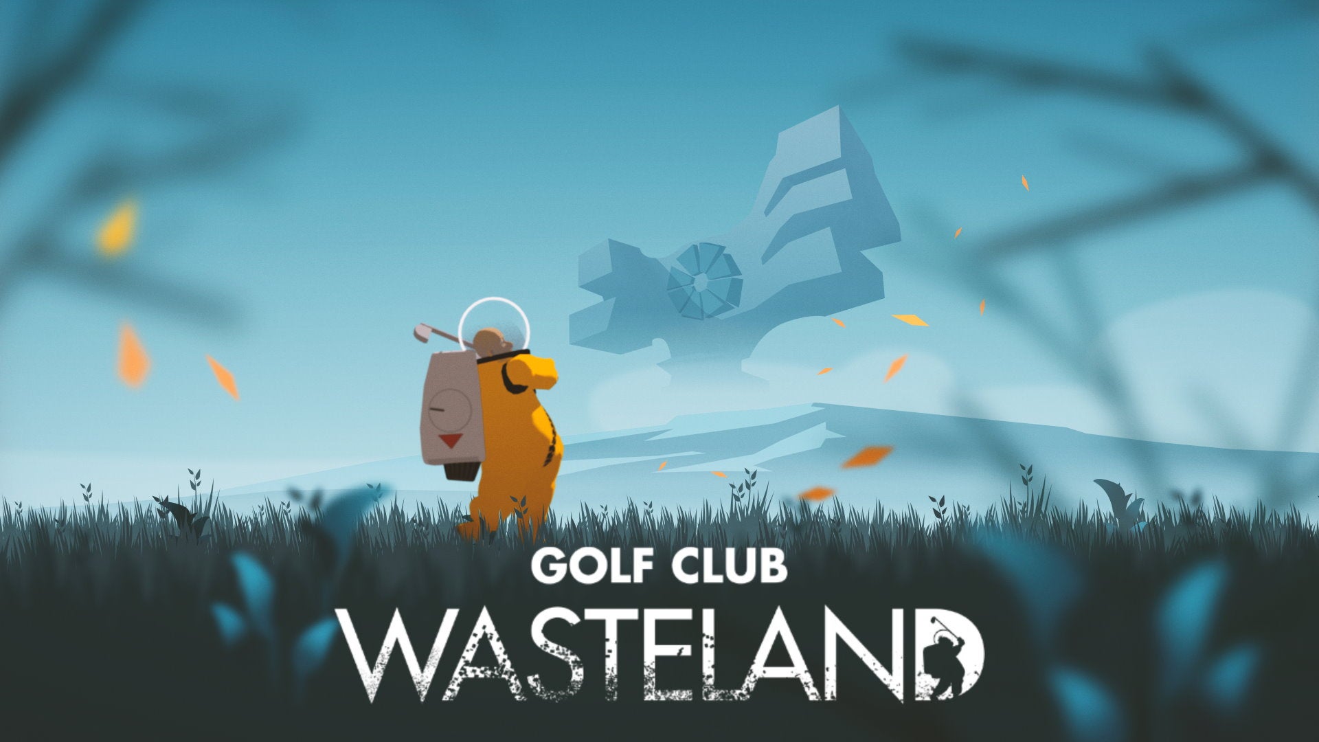 Artwork for Golf Club Wasteland, showing a golfer in a space suit teeing off on a grassy planet surface