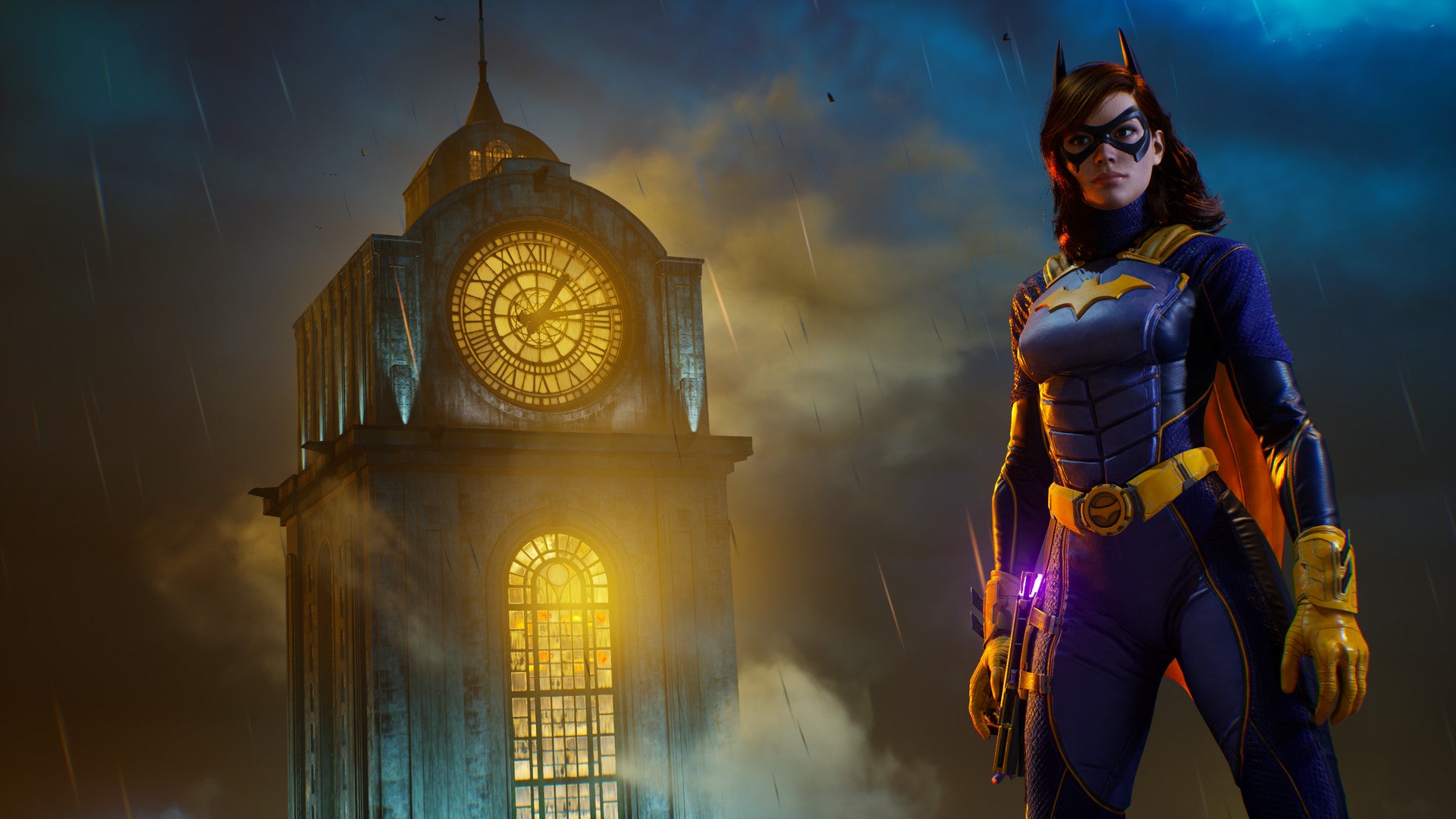 Barbara Gordons Batgirl i en reklambild för Gotham Knights.
