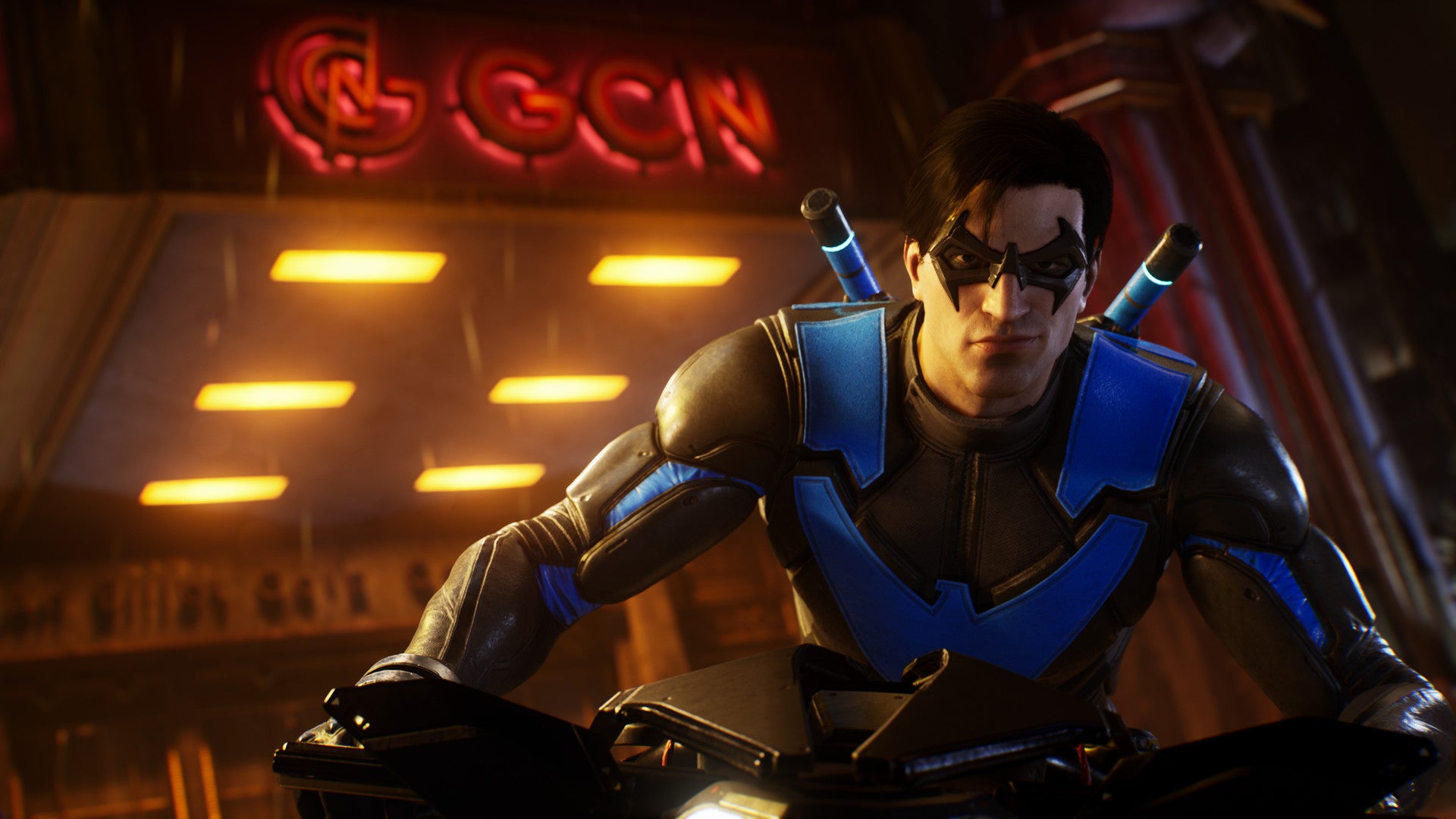 Dick Grayson's Nightwing in a promotional image for Gotham Knights.