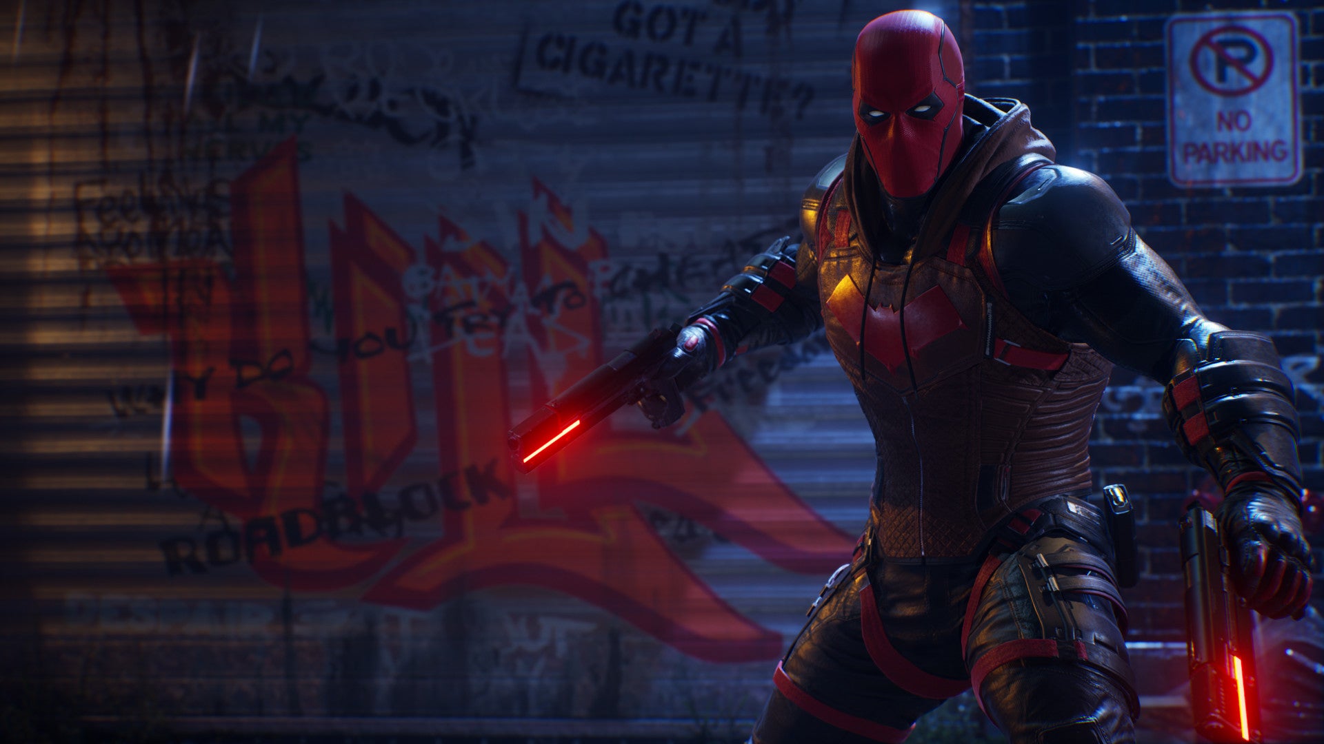 Jason Todd's Red Hood in a promotional image for Gotham Knights.