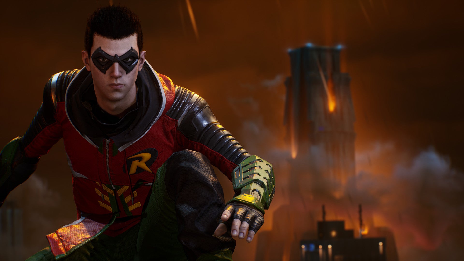 Tim Drake's Robin in a promotional image for Gotham Knights.