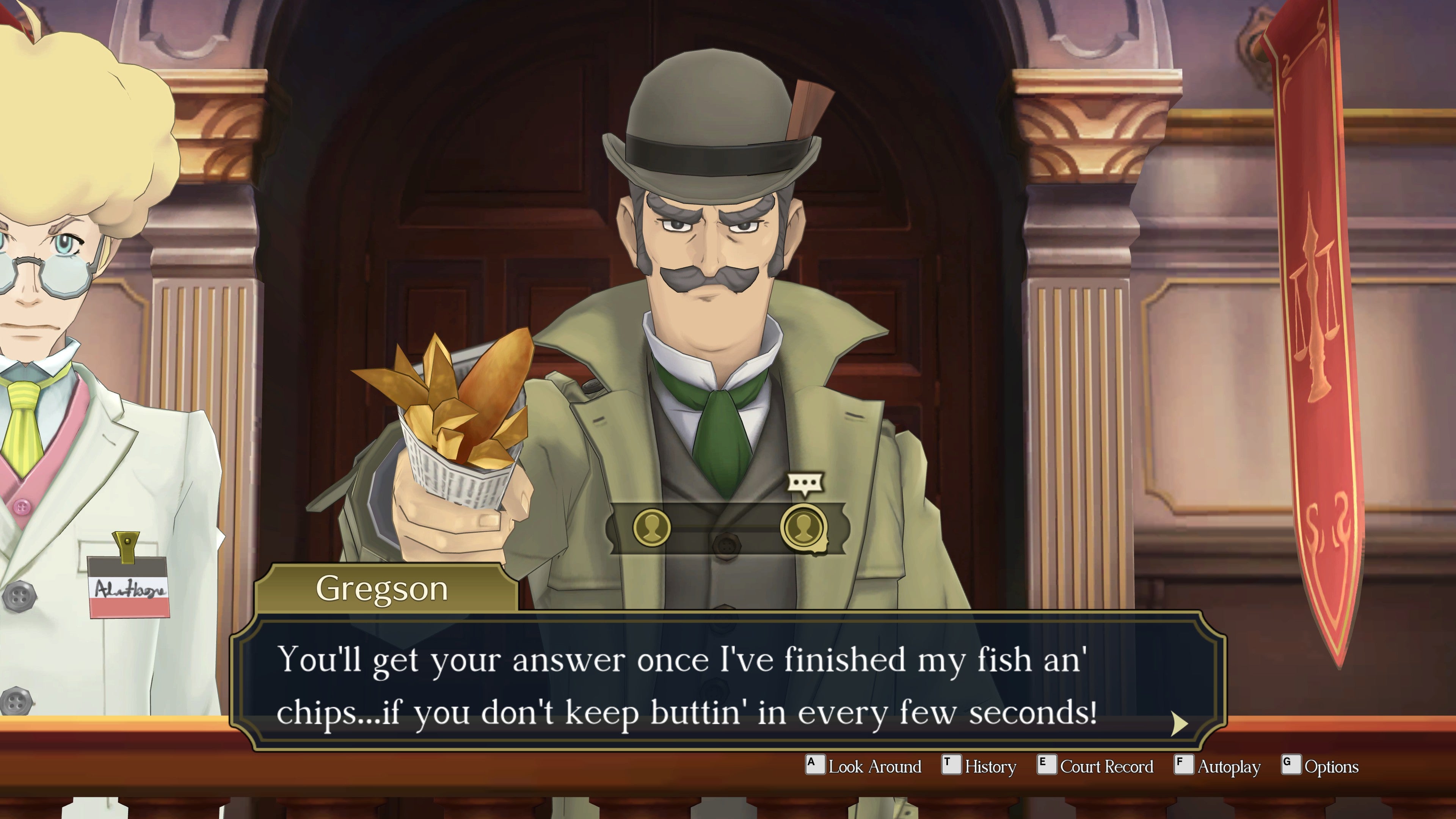 Inspector Gregson takes the stand in The Great Ace Attorney Chronicles