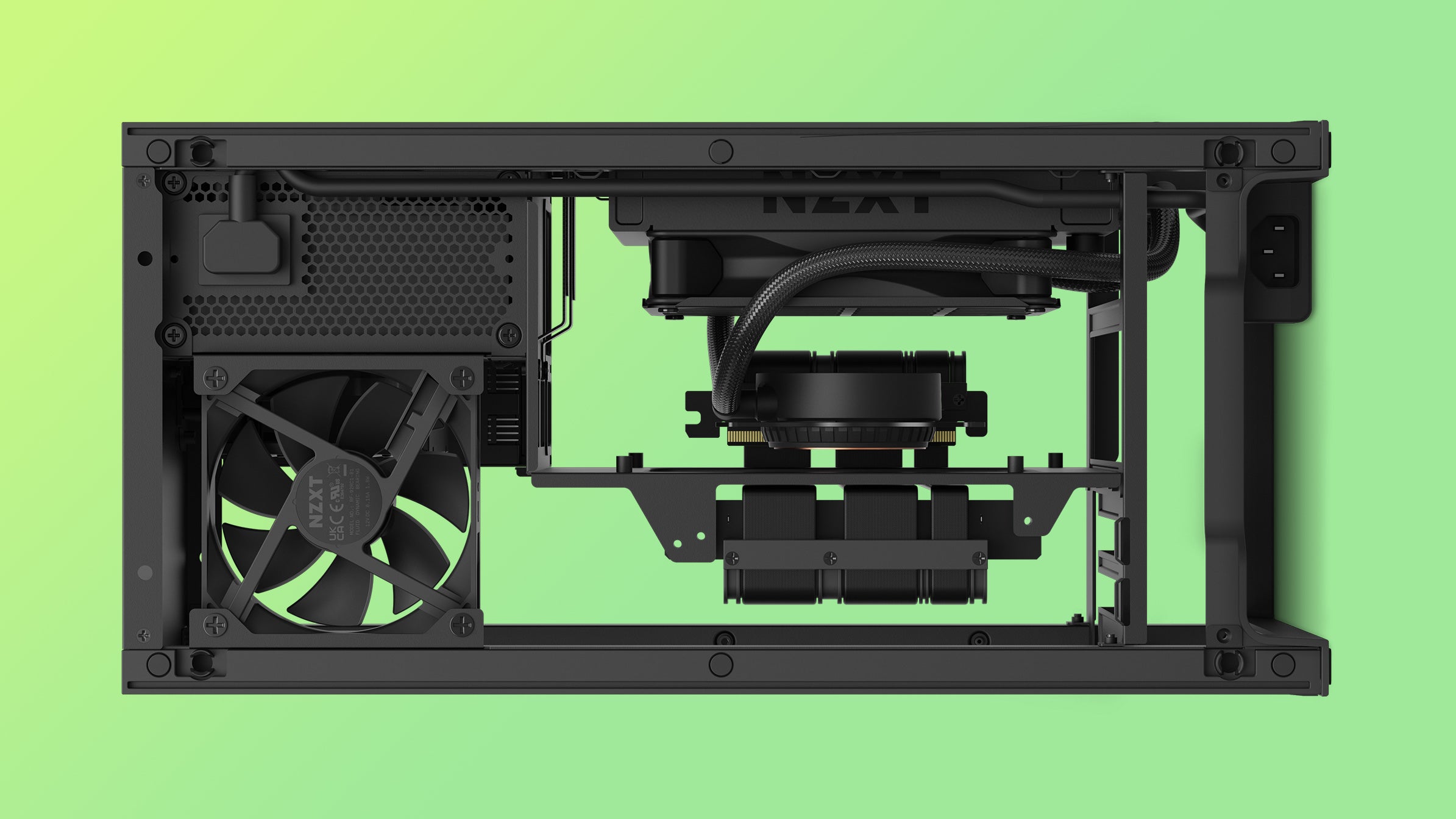 the nzxt h1 v2, with its internal components shown