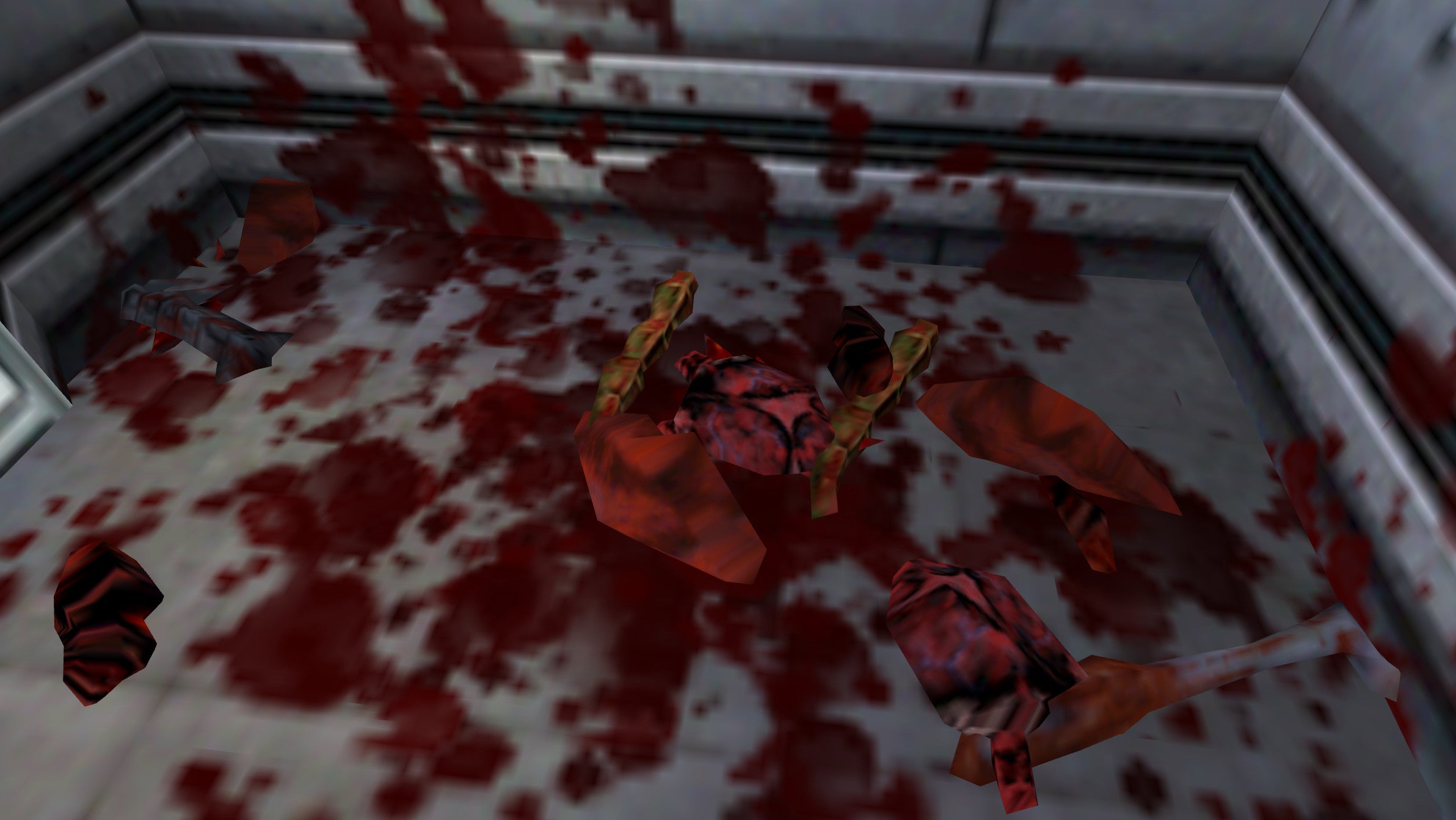 A shower of gibs, bones, and guts in a Half-Life screenshot.