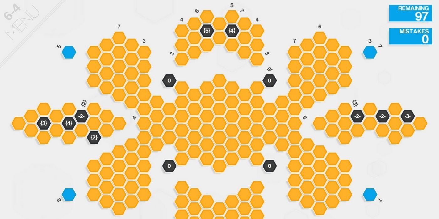 Screenshot of Hexcells mid-game