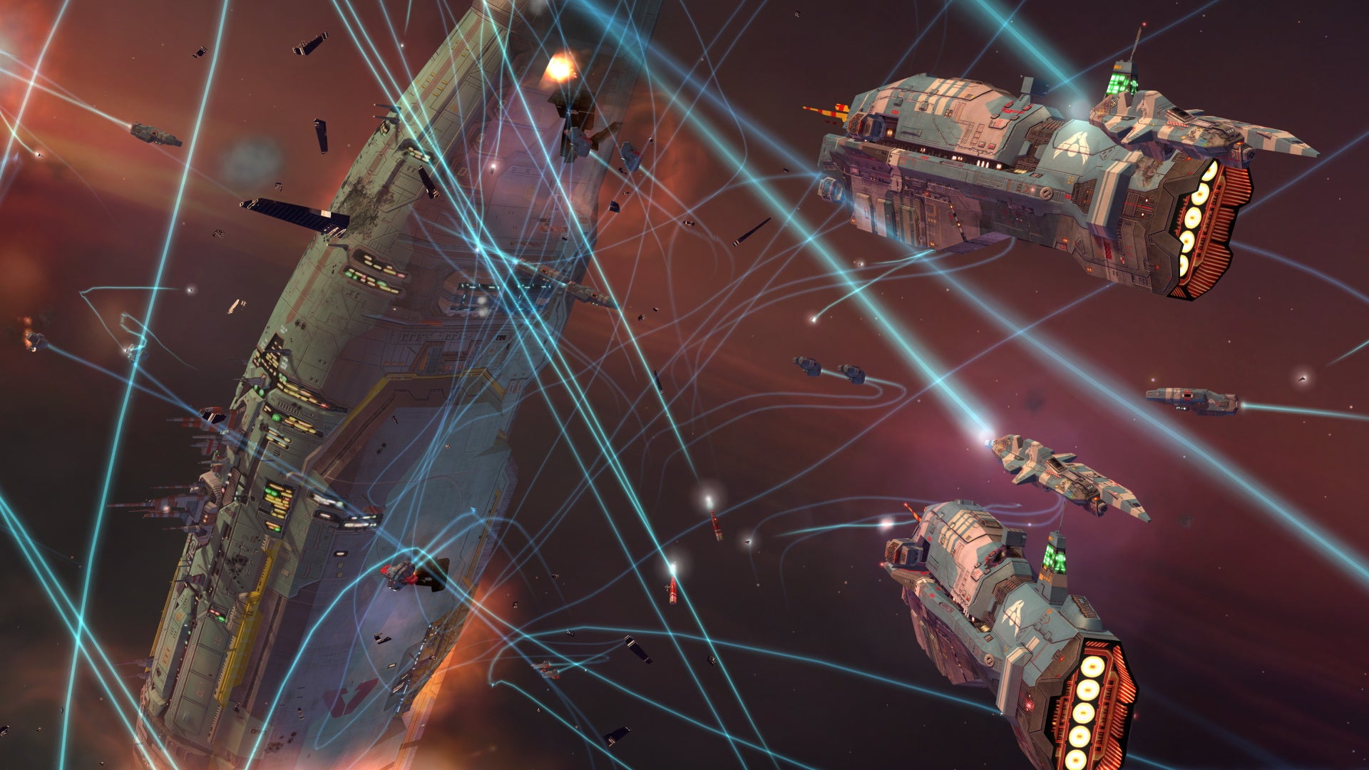 A hectic space battle in Homeworld Remastered Collection