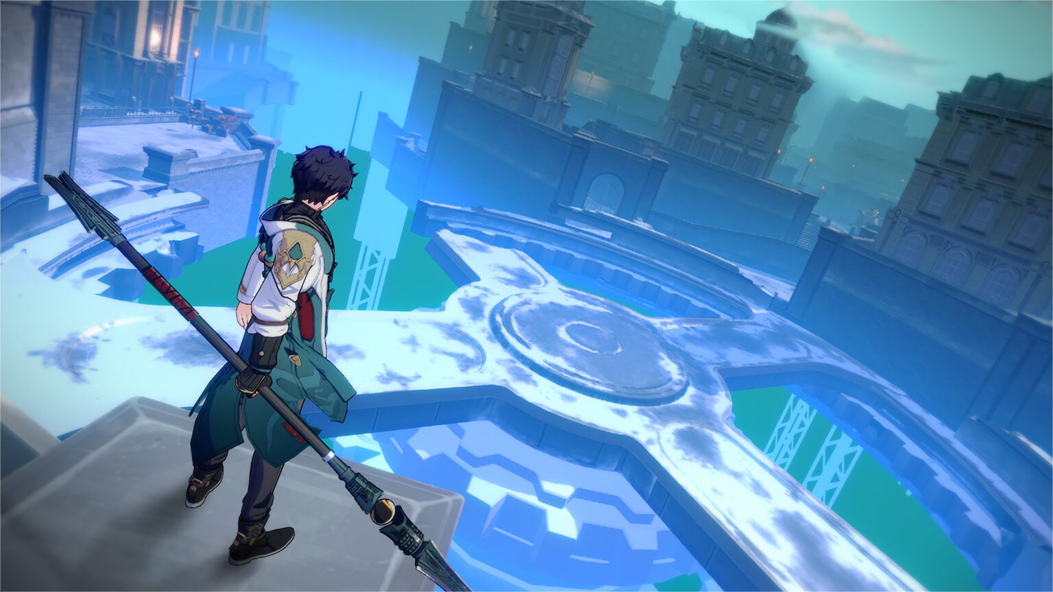 A Honkai: Star Rail character overlooks a dungeon area in the game.