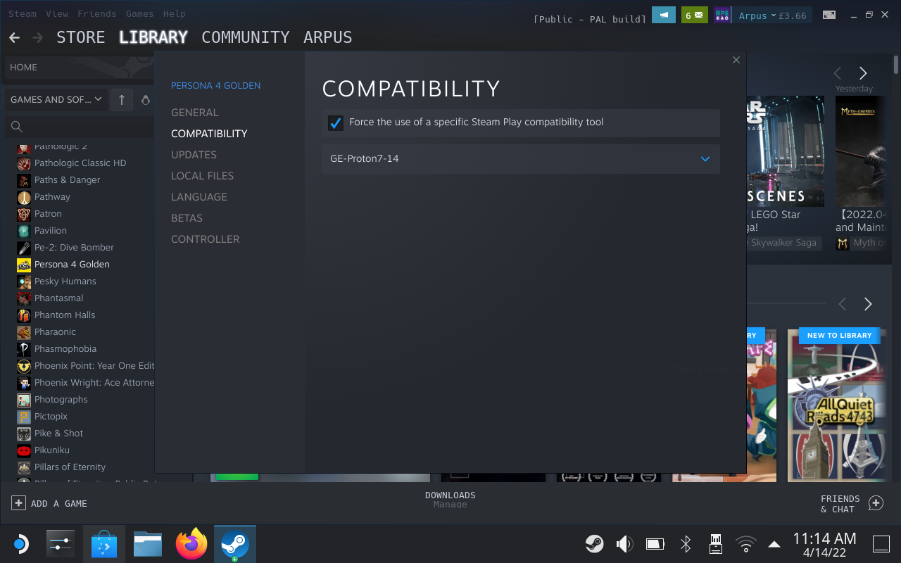 Step 5 of how to install Proton GE on the Steam Deck: in the Steam app, open the game's Properties menu, open the Compatibility tab and force it to use Proton GE.
