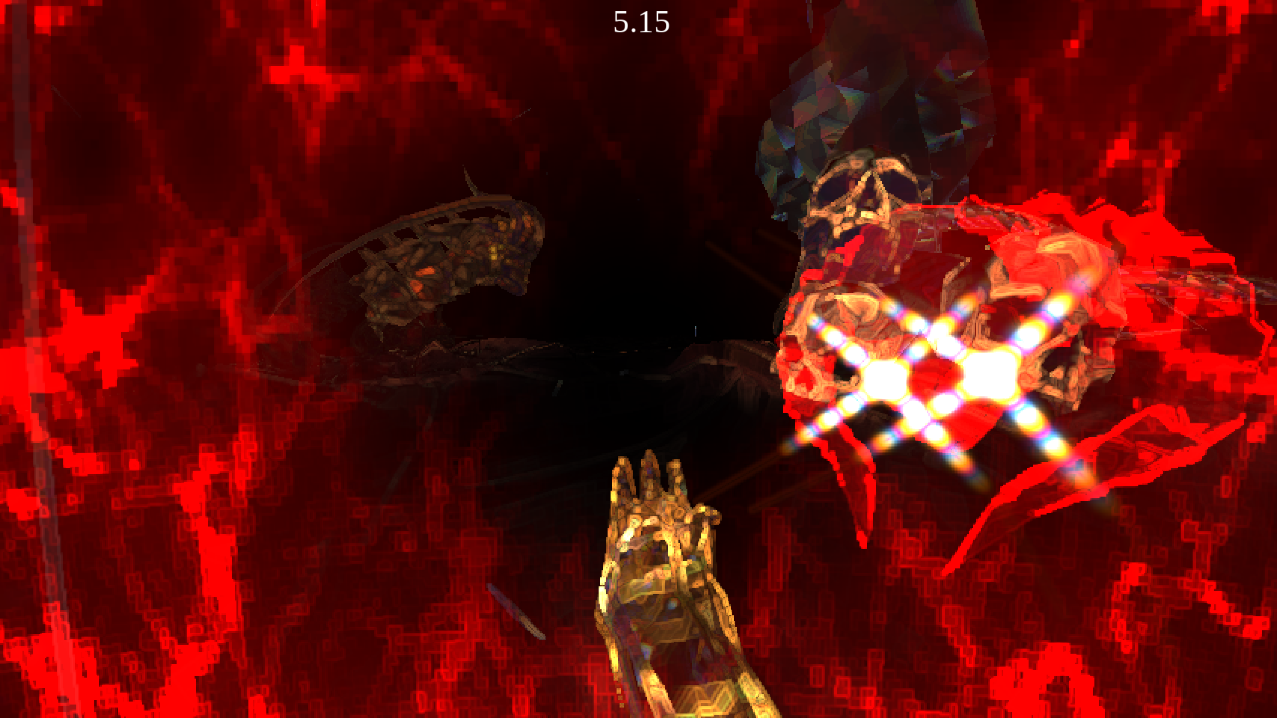 Perseguido por los reflejos de las calaveras en una captura de pantalla de Hyper Demon.