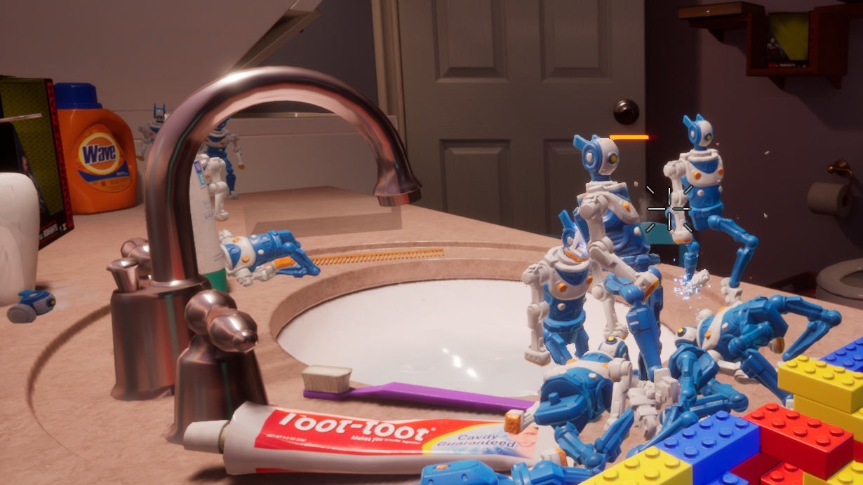 Image for Fight off bathroom robo-invaders as a toy in Hypercharge: Unboxed