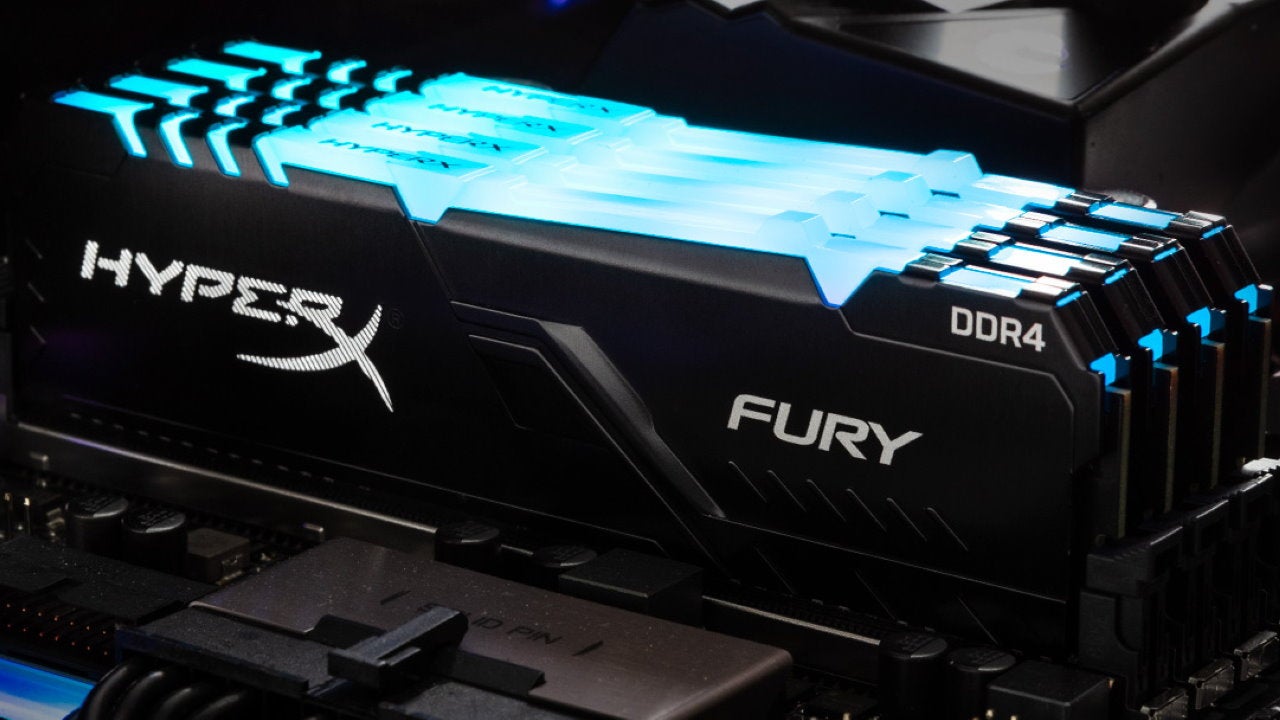 HyperX Fury RAM mounted on a motherboard