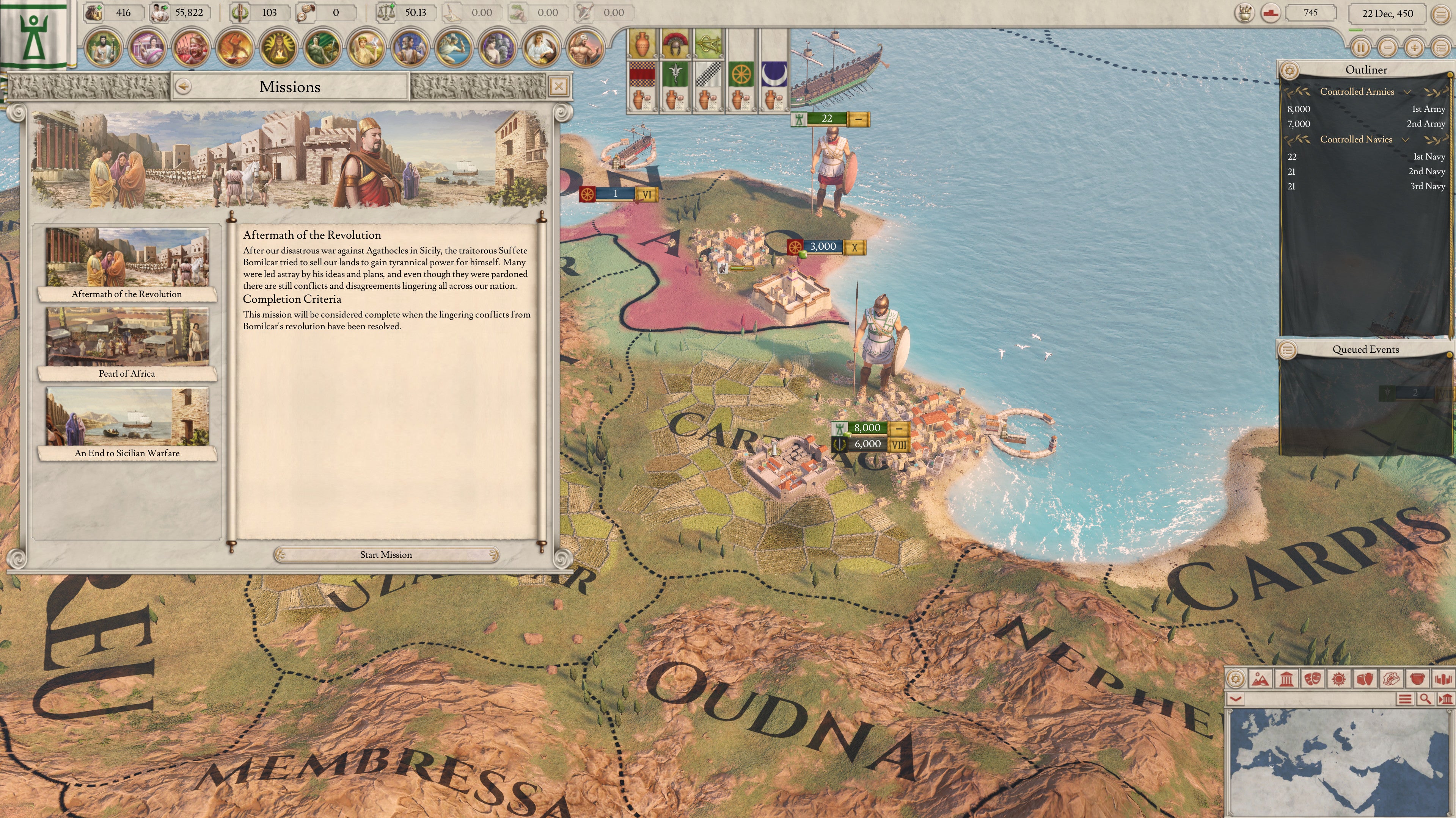 A strategic screenshot of Imperator: Rome.