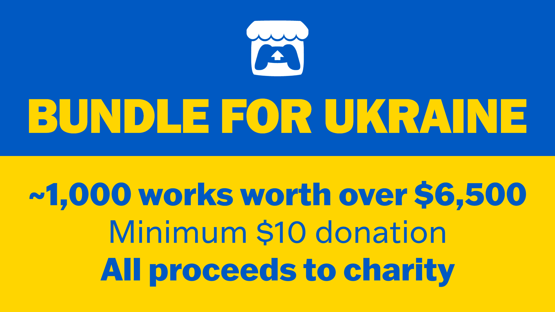Artwork explaining the Bundle For Ukraine on Itch.io.