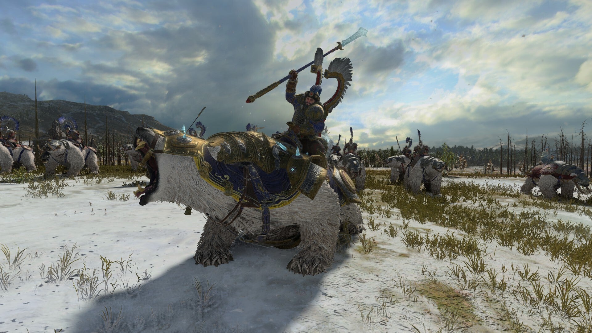 Boris Ursus, a powerful anti-large duelist on his special bear mount in Total War: Warhammer 3.