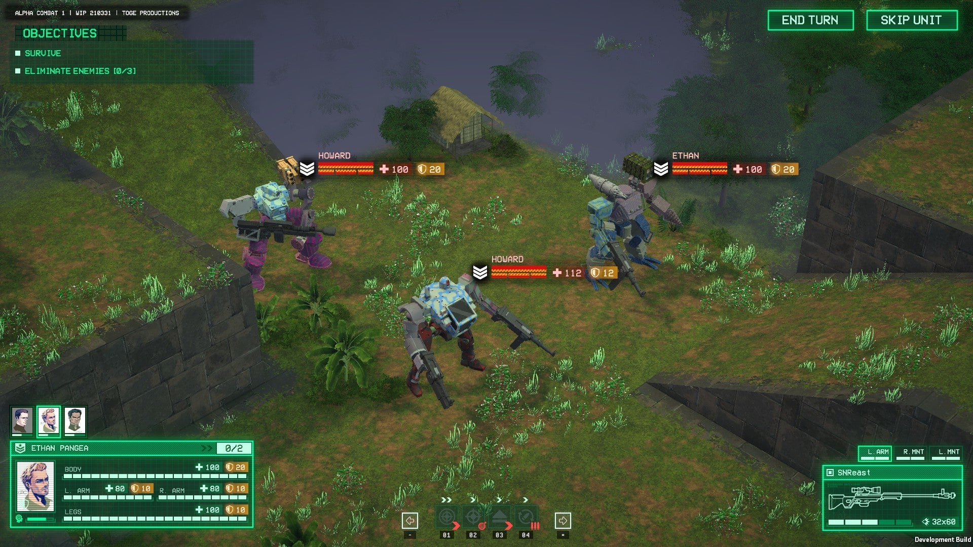 Turn-based tactical mecha action in a Kriegsfront Tactics screenshot.