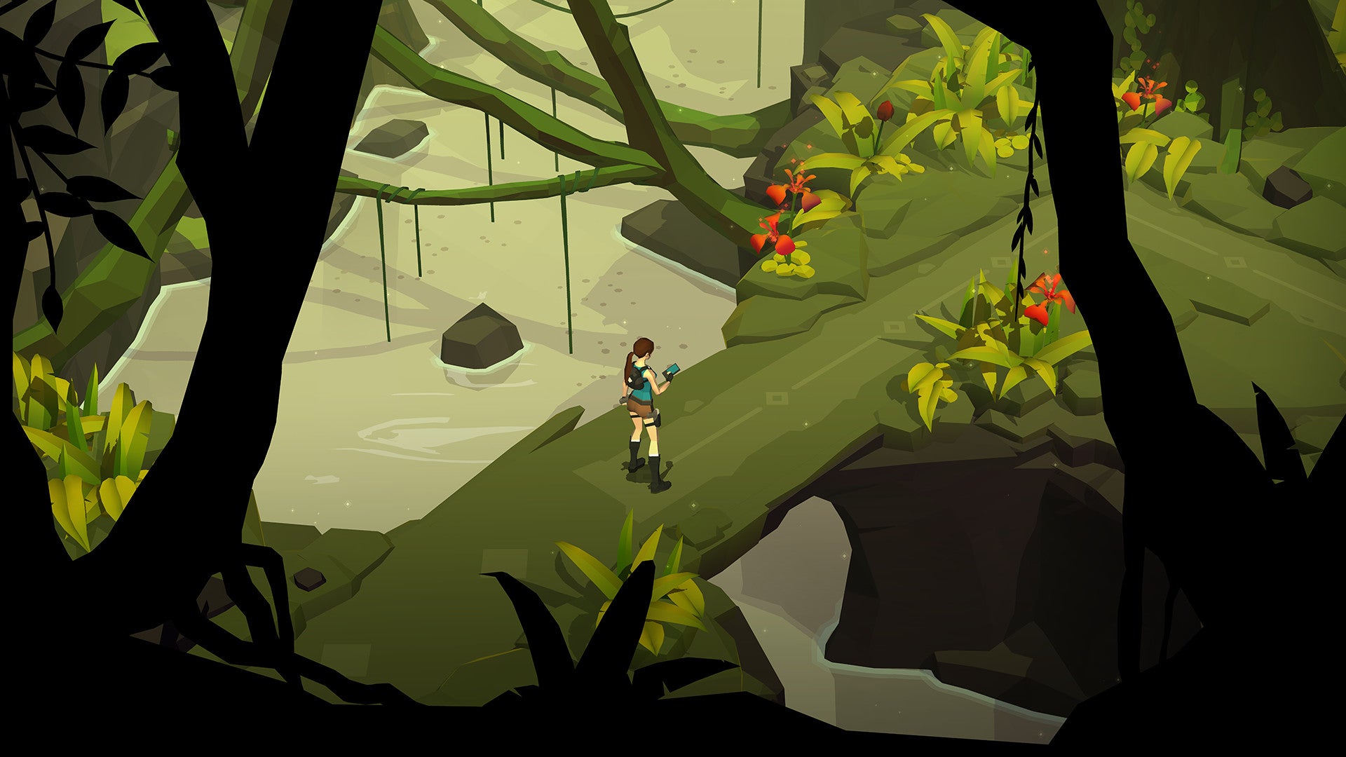 Lara Croft stands in a jungle in Lara Croft Go.