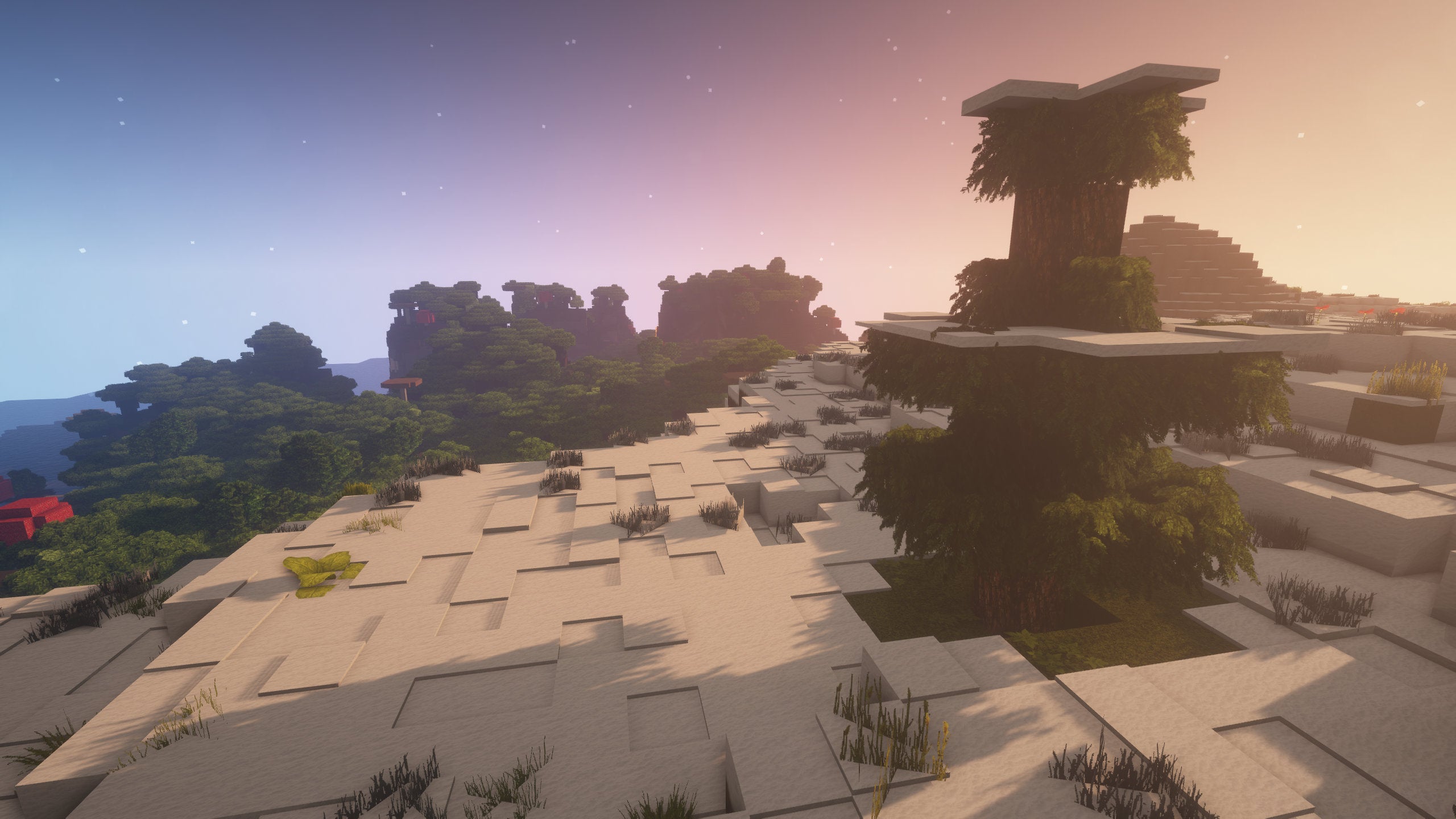 A Minecraft screenshot of a landscape displayed using the LB Photo Realism Texture Pack.