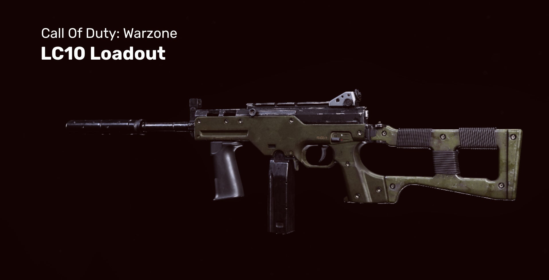 Warzone's LC10 gun on a black background.