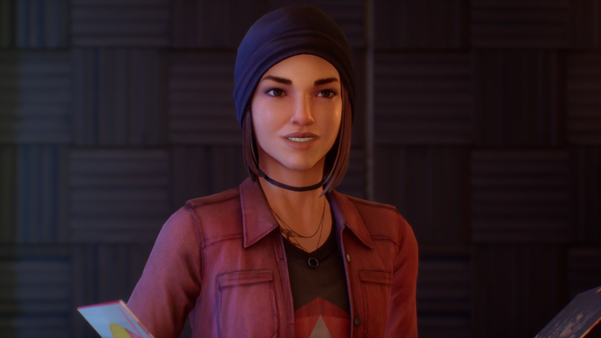 Steph Gingrich in close-up, as she appears during her introductory scene in Life Is Strange: True Colors.